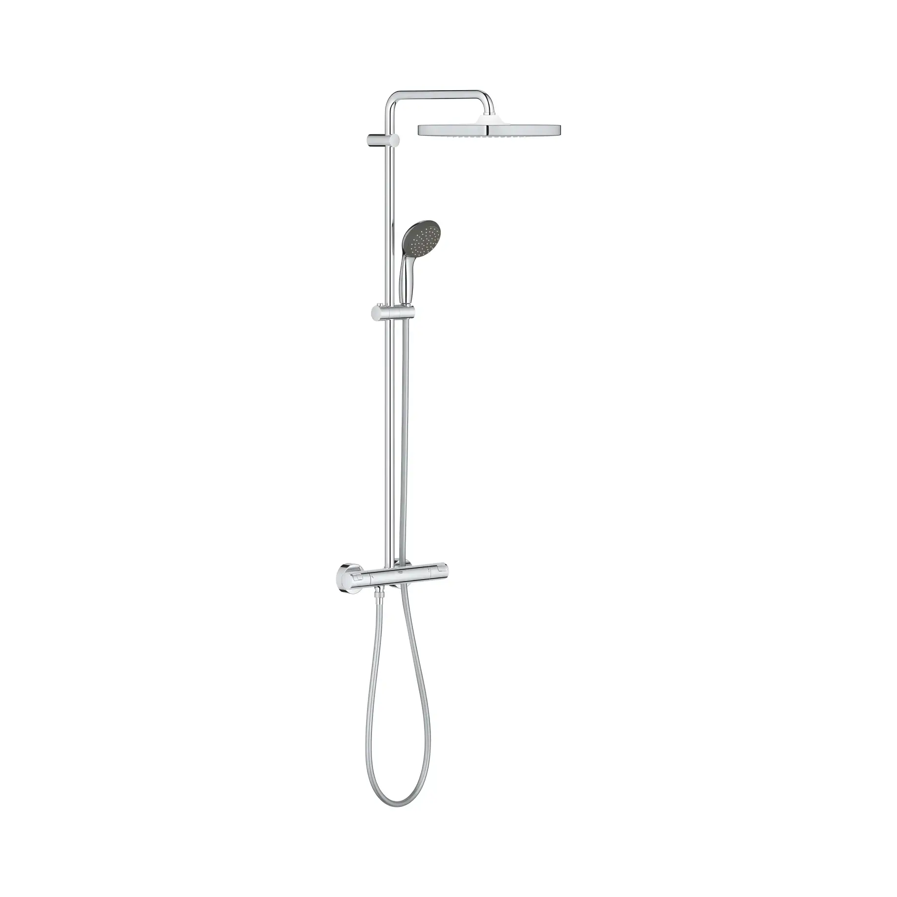 Душова система з термостатом Vitalio Start 250 Cube Grohe 26696000 Chrome — вид на білому тлі