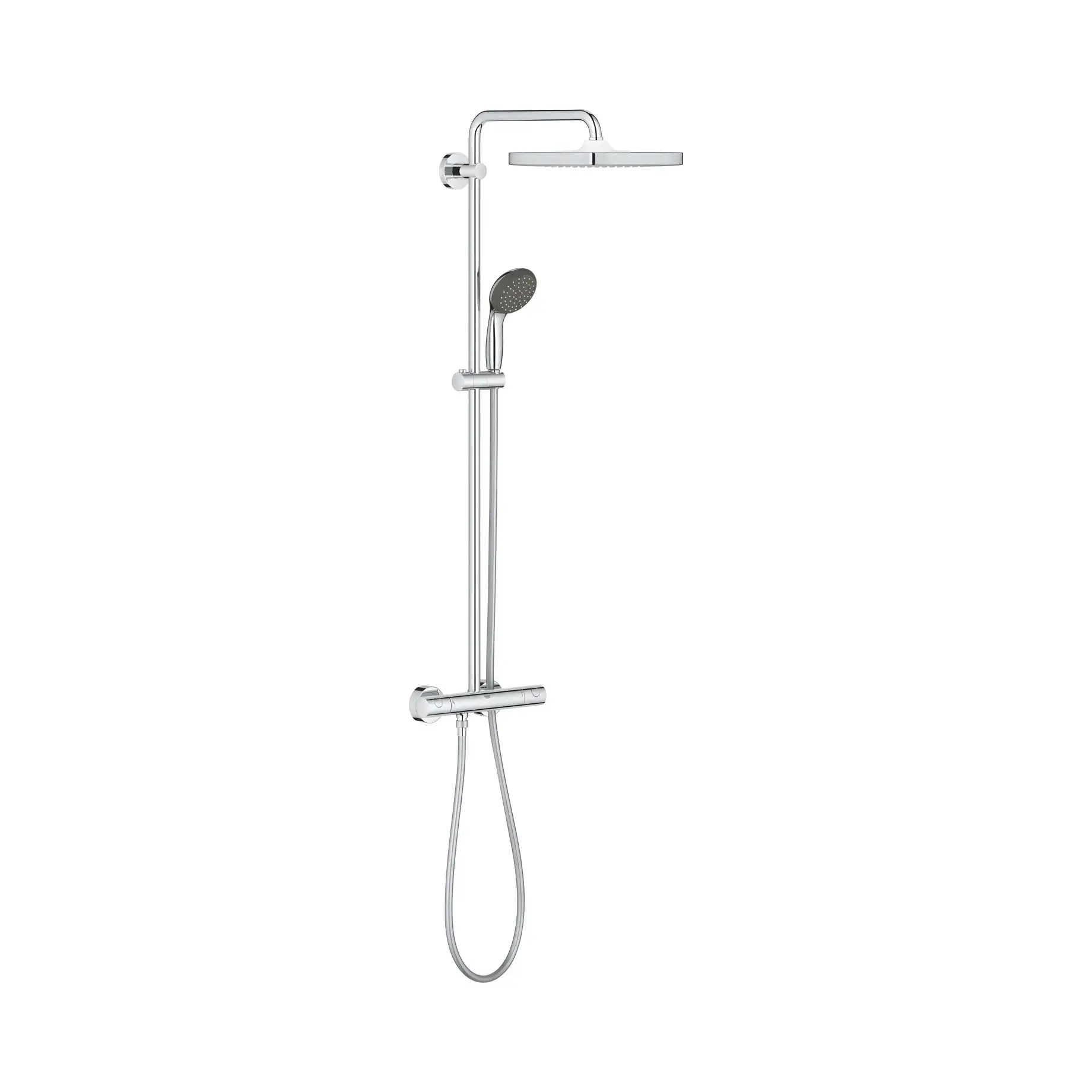 Душова система з термостатом Vitalio Start 250 Cube QuickFix Grohe 26697000 Chrome — вид на білому тлі