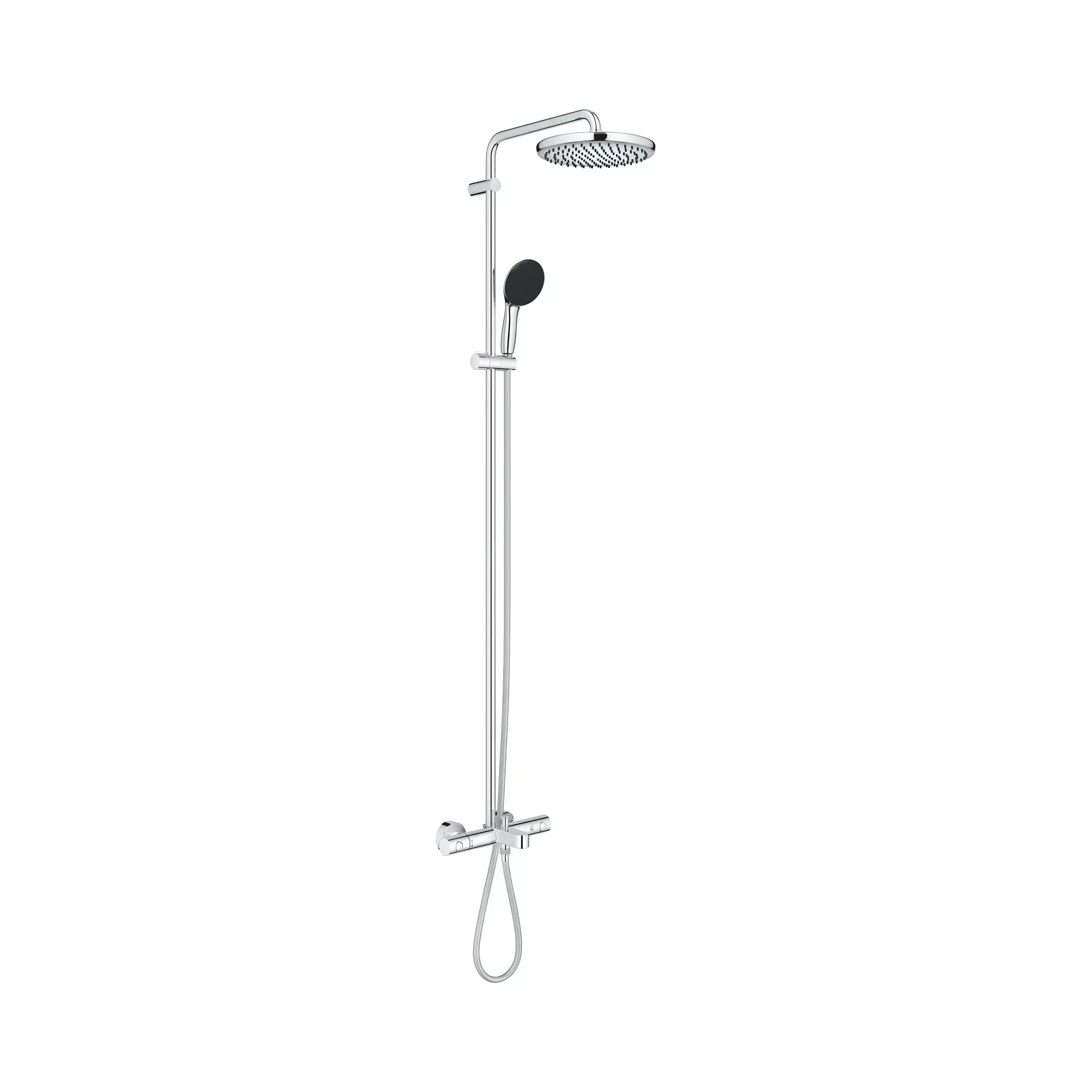 Душова система з термостатом з виливом для ванни Vitalio Start 250 QuickFix Grohe 26988001 — вид на білому тлі