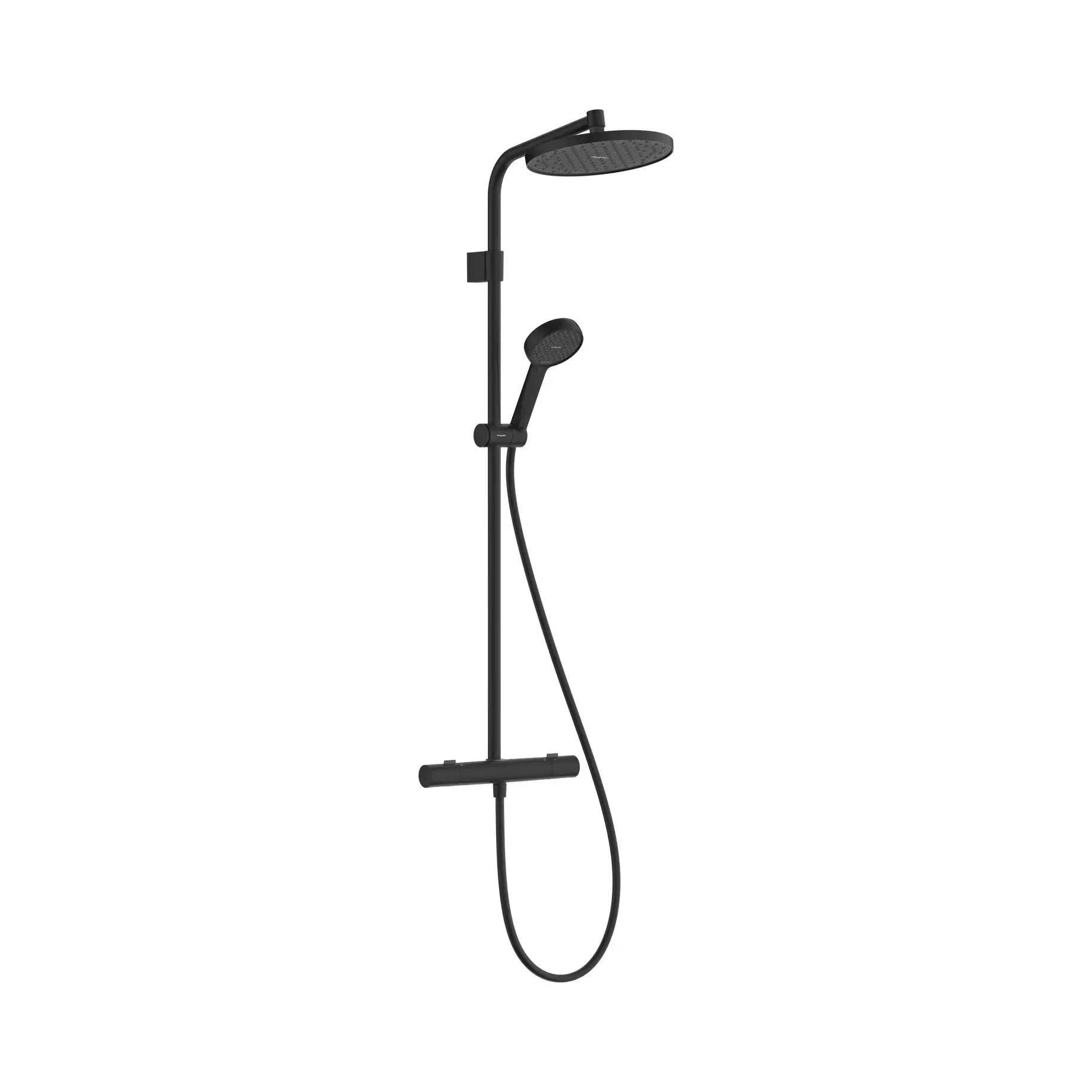 Душова система з термостатом Activera S Hansgrohe 28078670 Matt Black — вид на білому тлі
