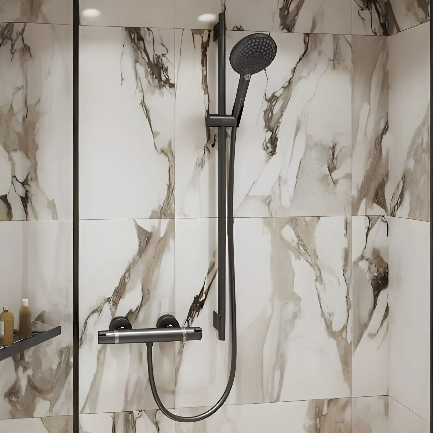 Кутова душова поличка AddStoris Hansgrohe 41741340 Brushed Black Chrome — вид спереду