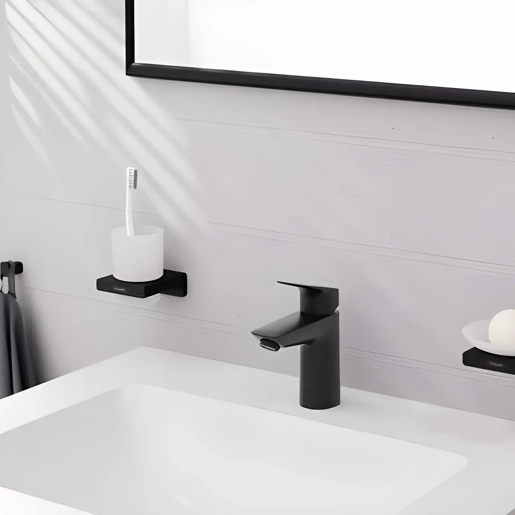 Гачок AddStoris Hansgrohe 41742670 Matt Black — вид спереду