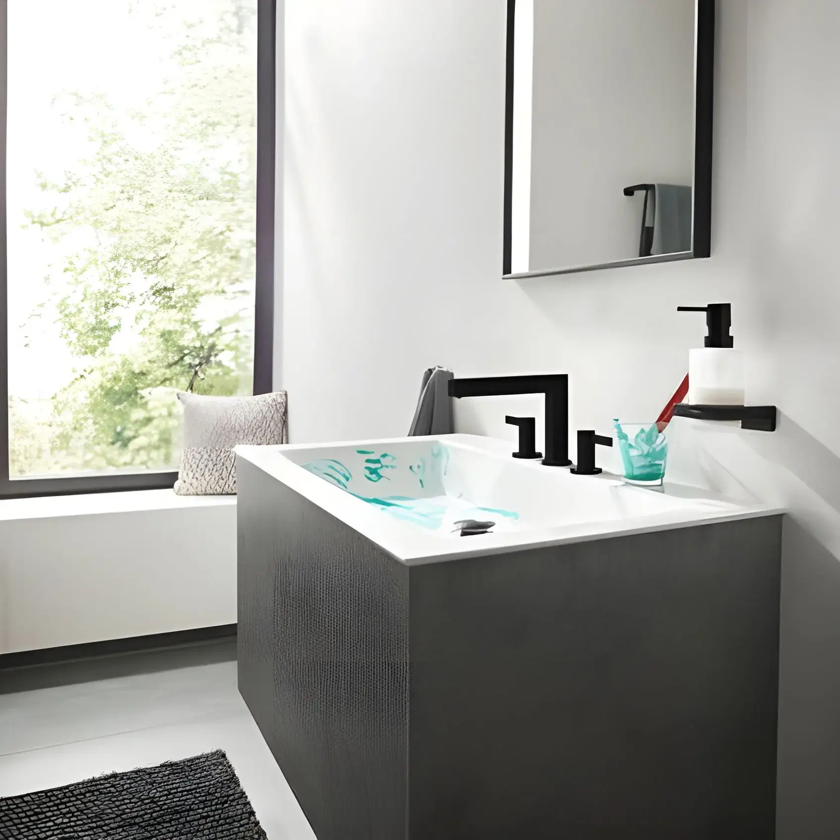 Дозатор для рідкого мила AddStoris Hansgrohe 41745670 Matt Black — бічний ракурс