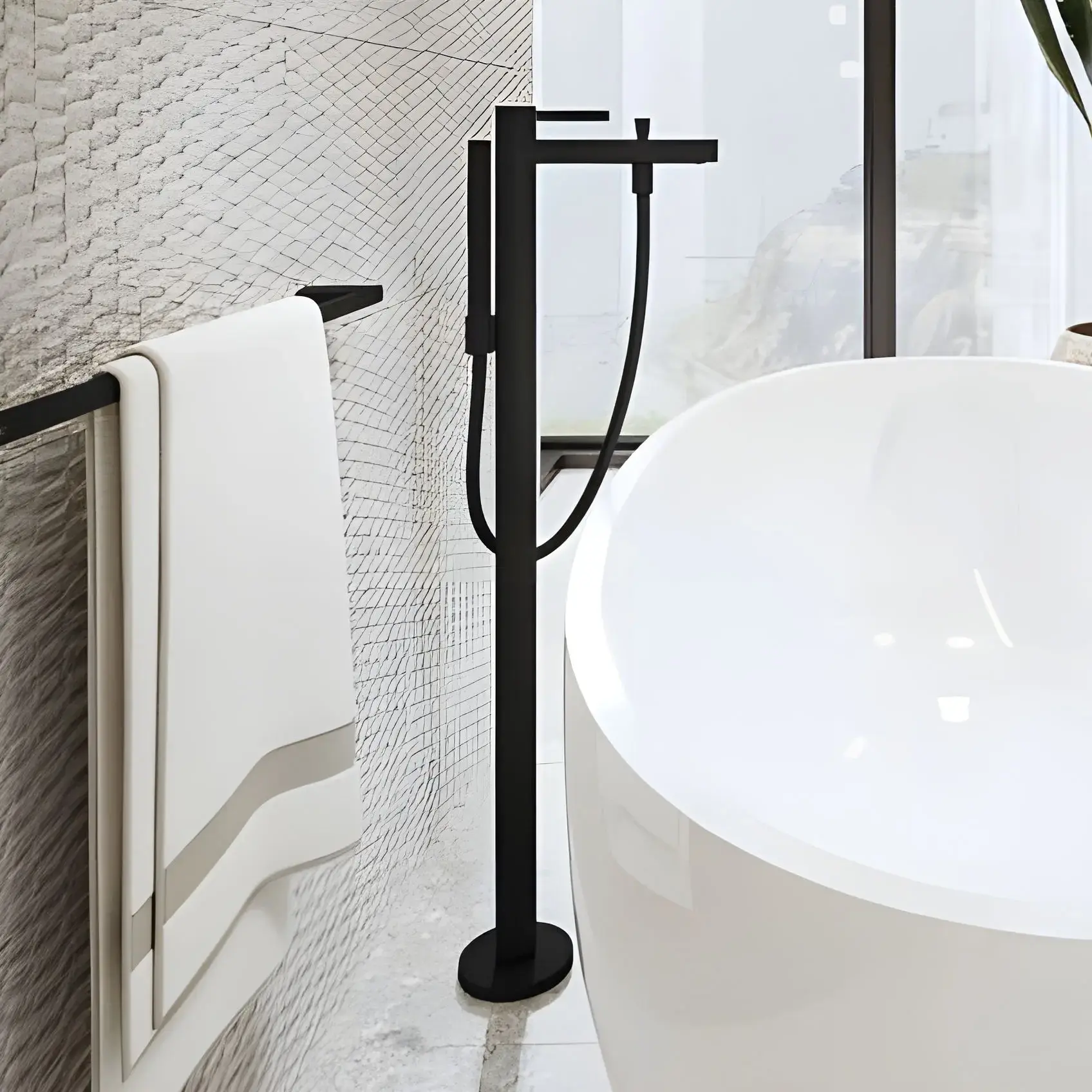 Тримач для рушника AddStoris Hansgrohe 41747670 Matt Black — вид спереду