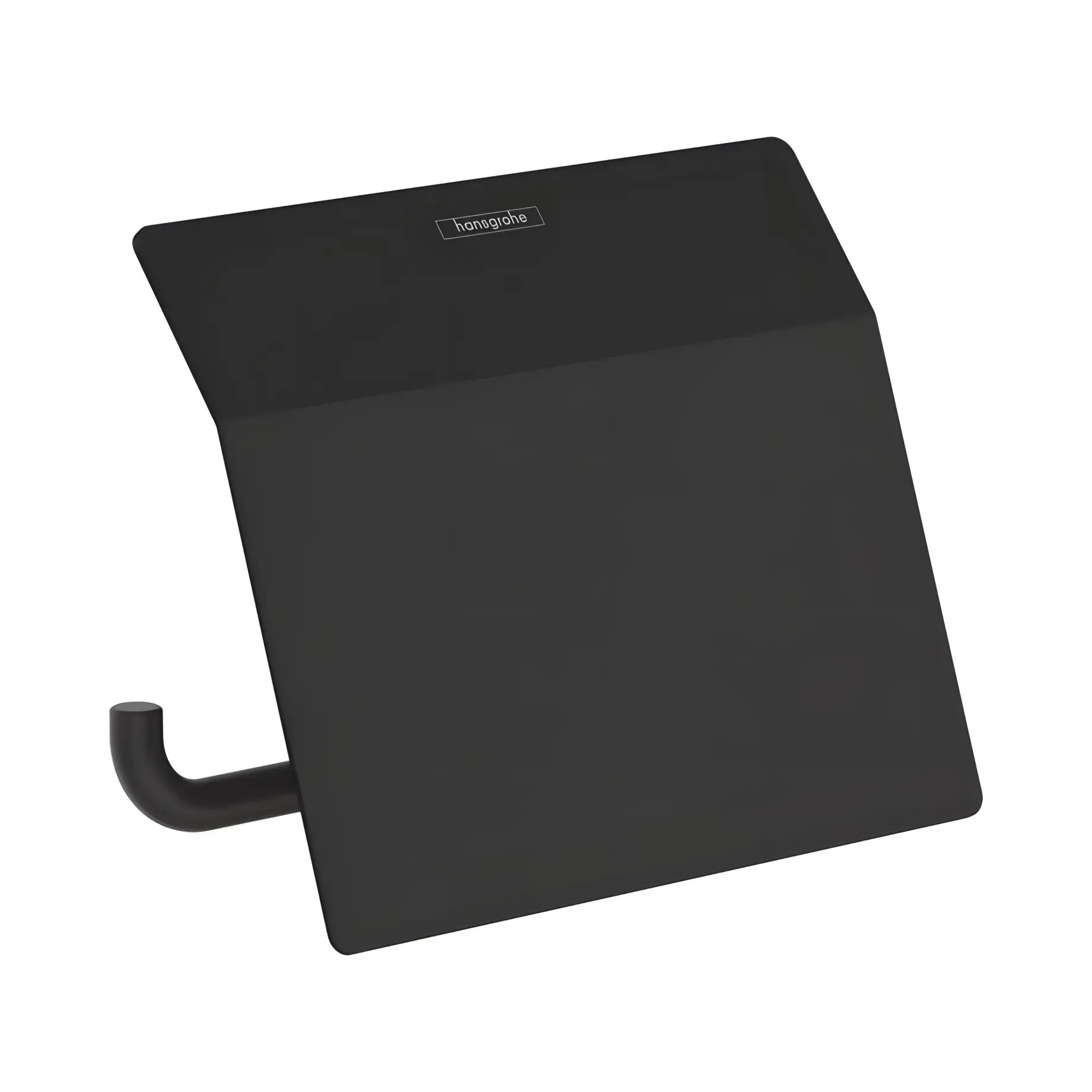Тримач для туалетного паперу з кришкою AddStoris Hansgrohe 41753670 Matt Black — вид на білому тлі