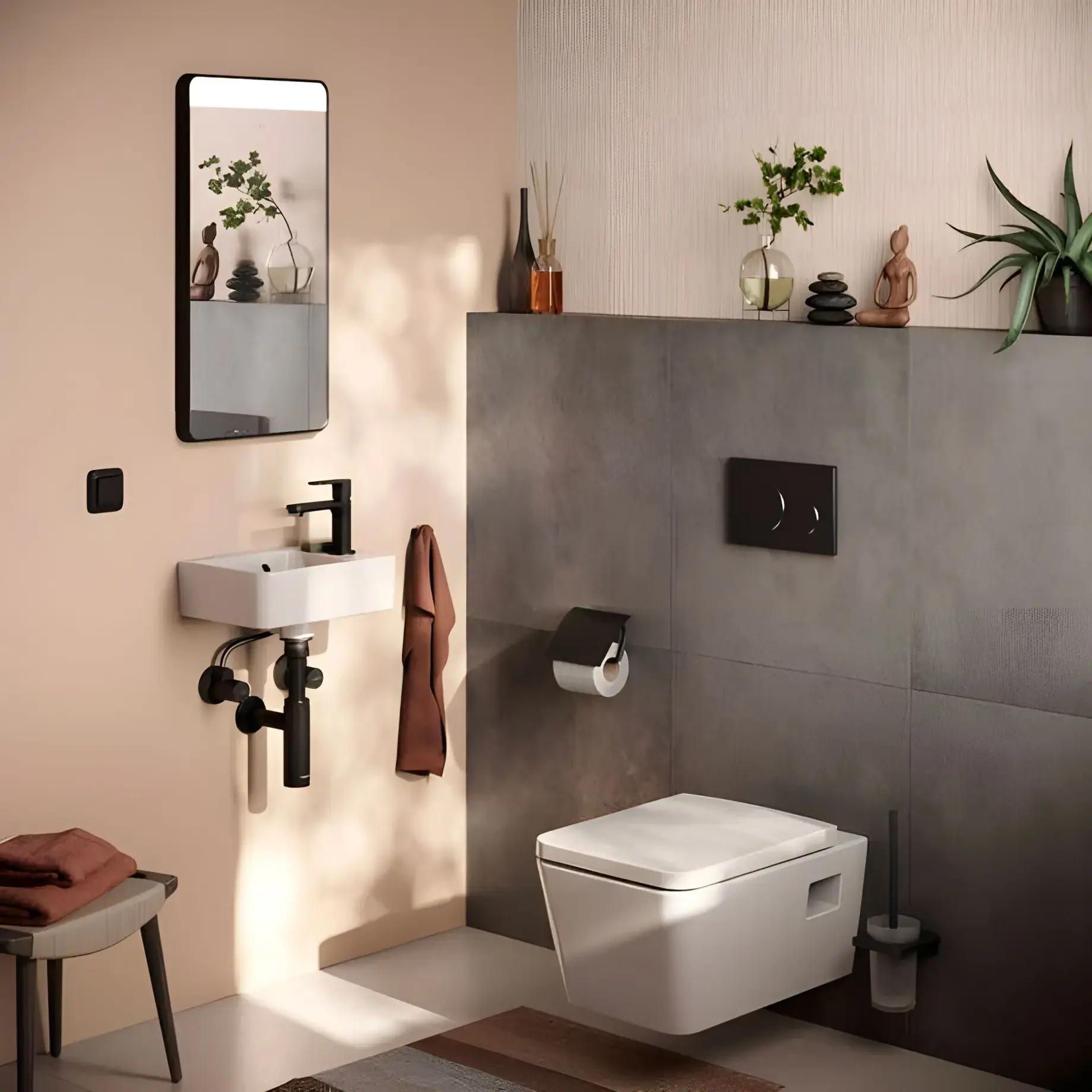 Тримач для туалетного паперу з кришкою AddStoris Hansgrohe 41753670 Matt Black — вид спереду