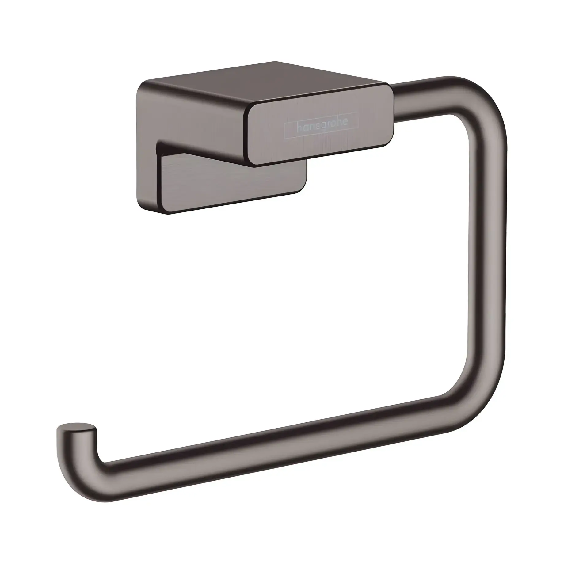 Тримач для туалетного паперу без кришки AddStoris Hansgrohe 41771340 Brushed Black Chrome — вид на білому тлі