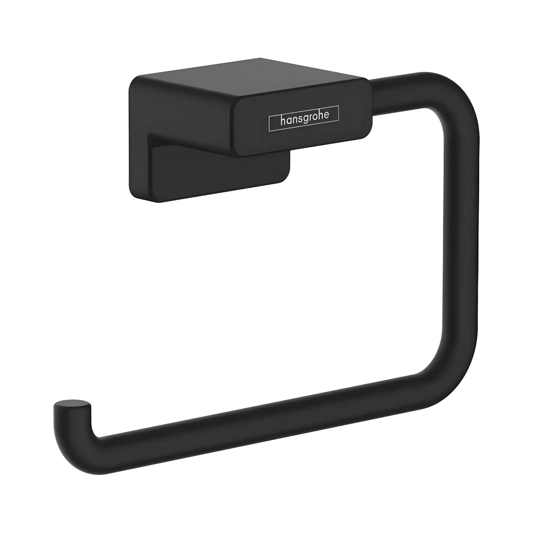 Тримач для туалетного паперу без кришки AddStoris Hansgrohe 41771670 Matt Black — вид на білому тлі