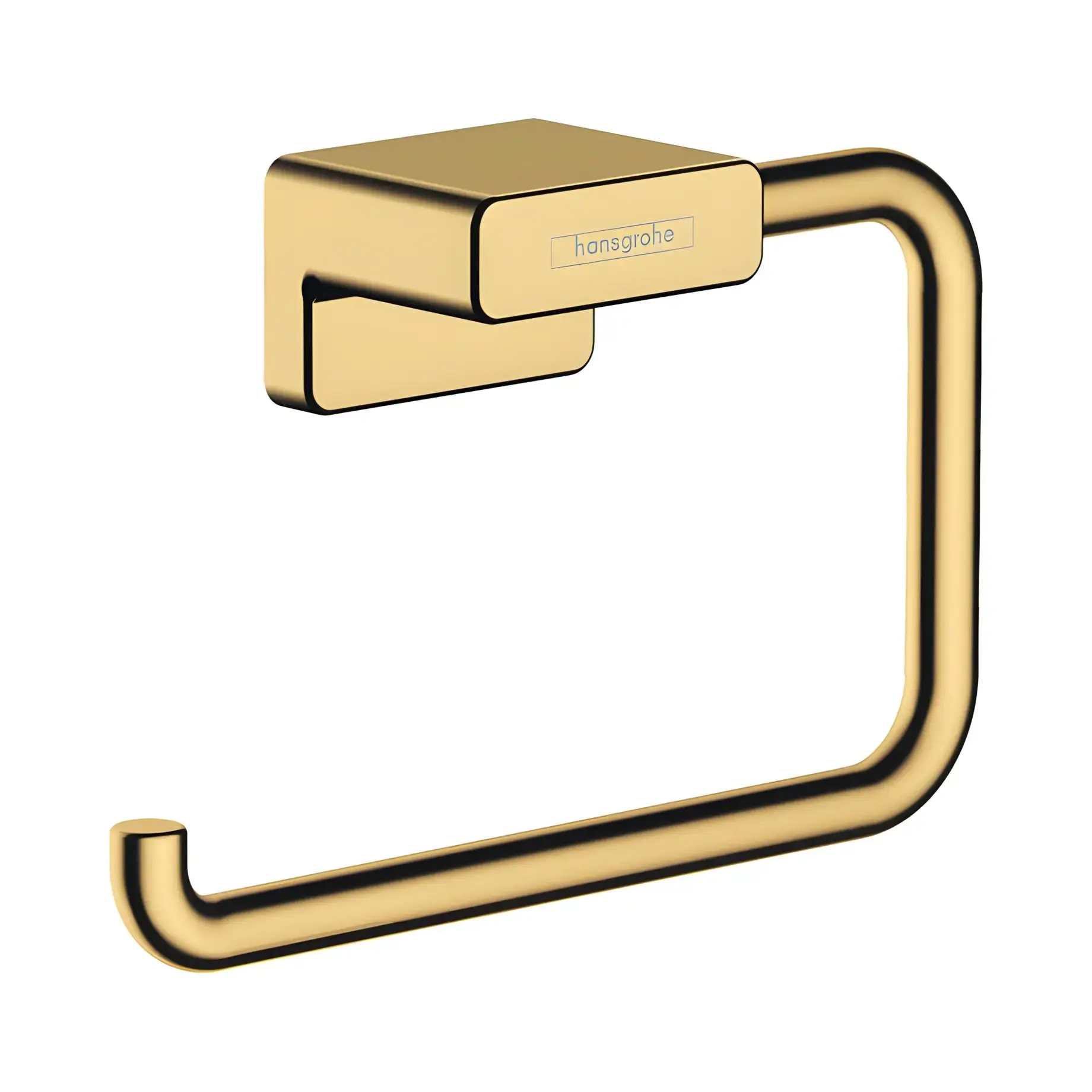 Тримач для туалетного паперу без кришки AddStoris Hansgrohe 41771990 Polished Gold Optic — вид на білому тлі