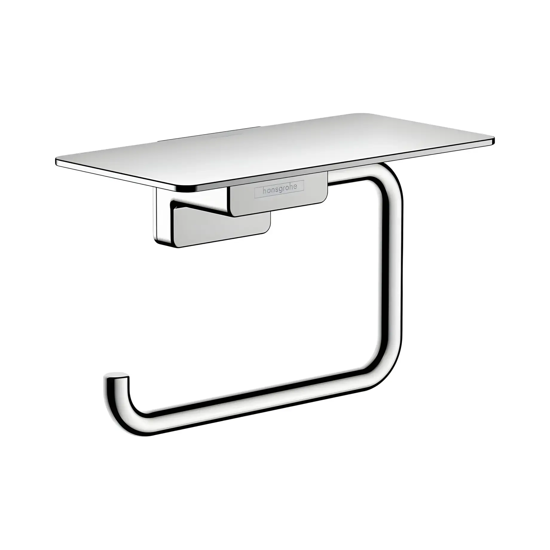 Тримач для туалетного паперу з полицею AddStoris Hansgrohe 41772000 Chrome — вид на білому тлі