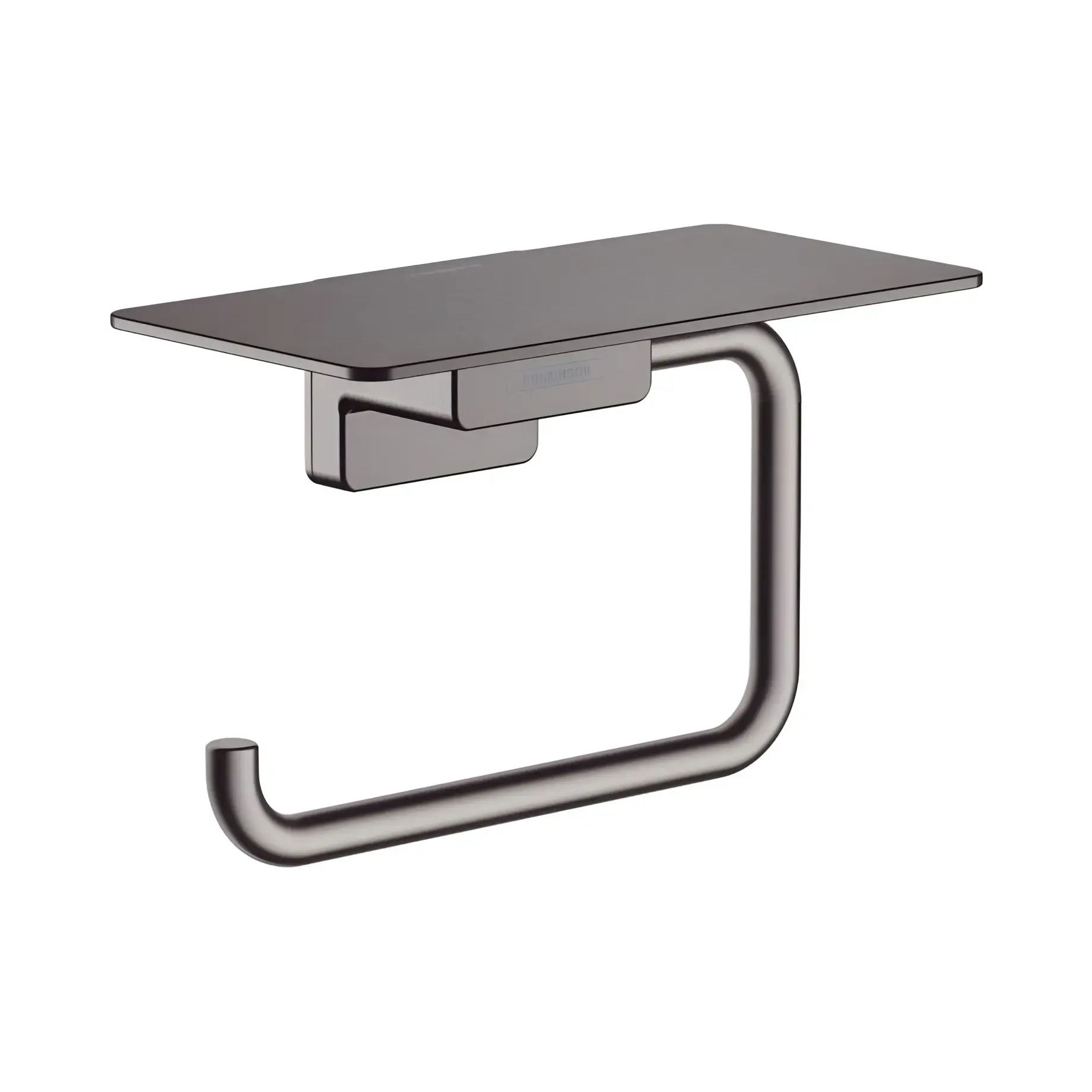Тримач для туалетного паперу з полицею AddStoris Hansgrohe 41772340 Brushed Black Chrome — вид на білому тлі