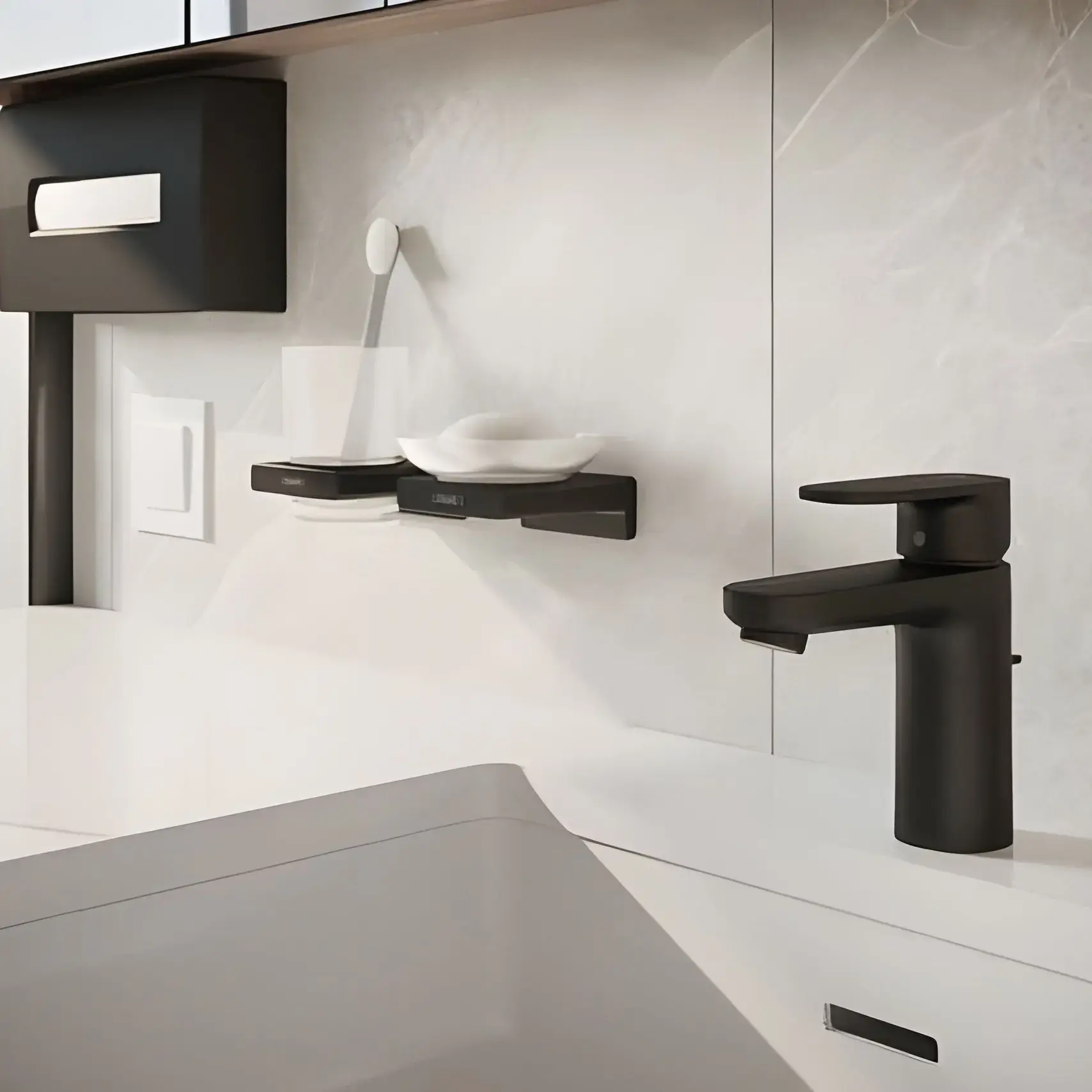 Контейнер для серветок AddStoris Hansgrohe 41774670 Matt Black — бічний ракурс