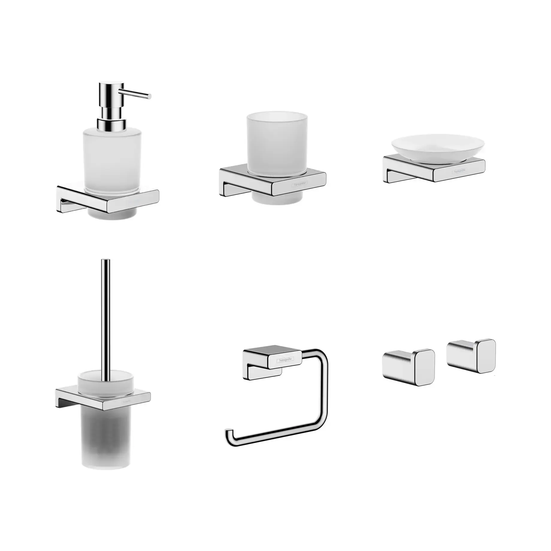Набір аксесуарів 7-в-1 AddStoris Hansgrohe KIT141746000 Chrome — вид на білому тлі