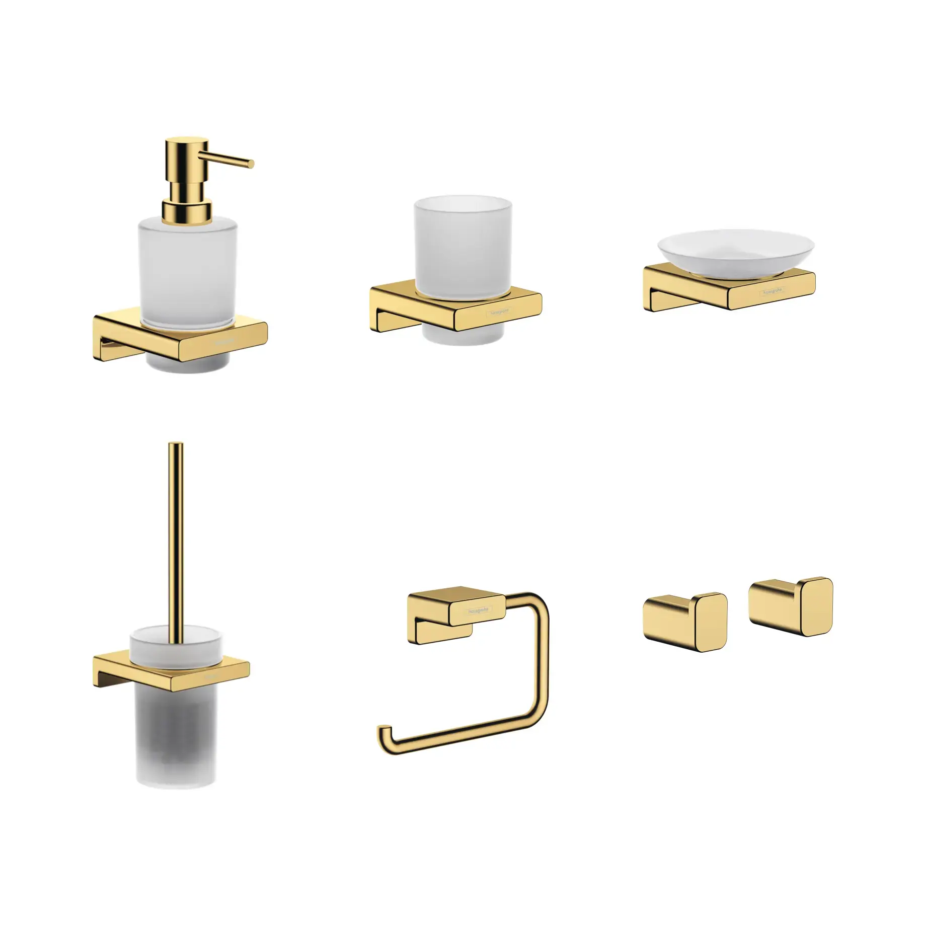 Набір аксесуарів 7-в-1 AddStoris Hansgrohe KIT141746990 Polished Gold Optic — вид на білому тлі