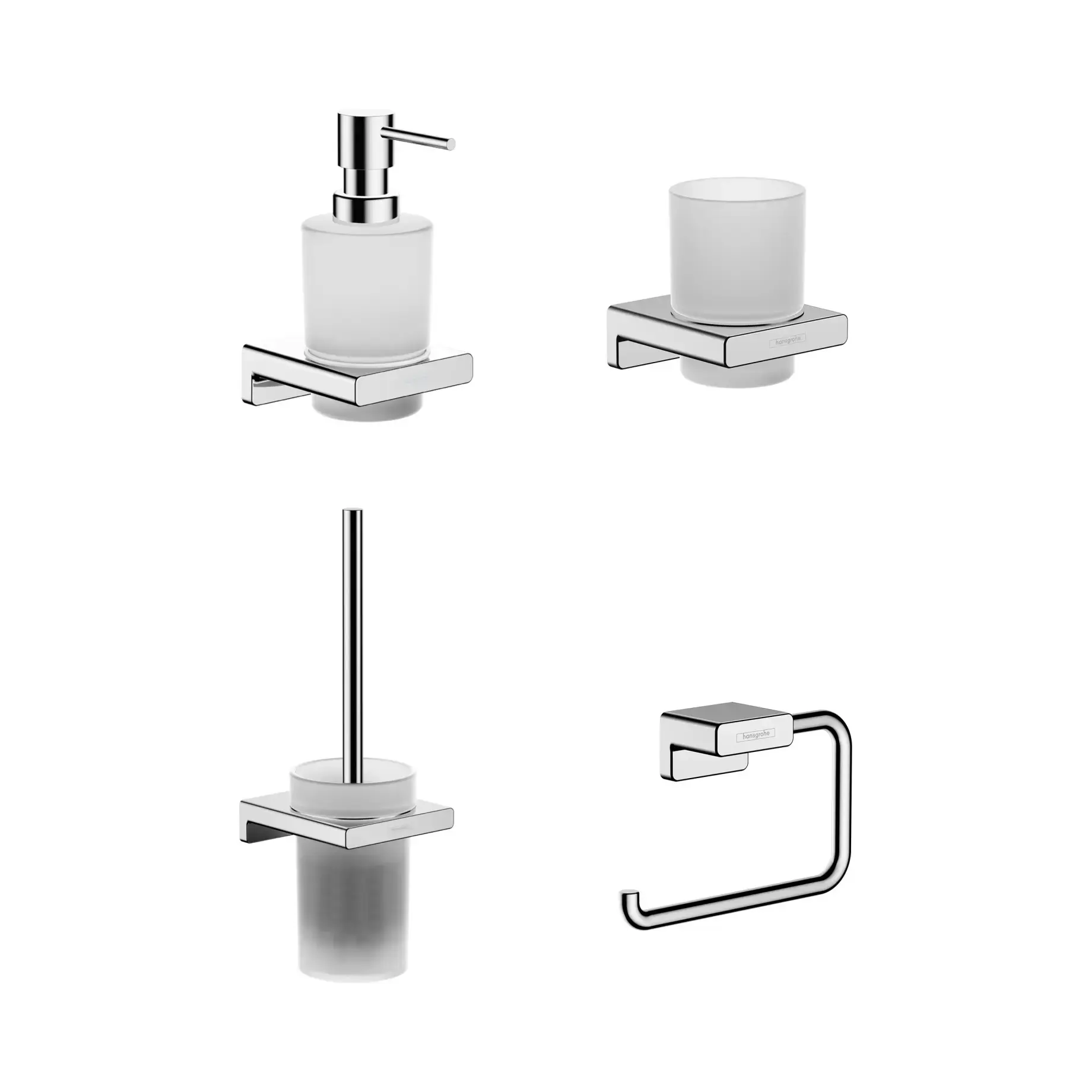 Набір аксесуарів 4-в-1 AddStoris Hansgrohe KIT241746000 Chrome — вид на білому тлі