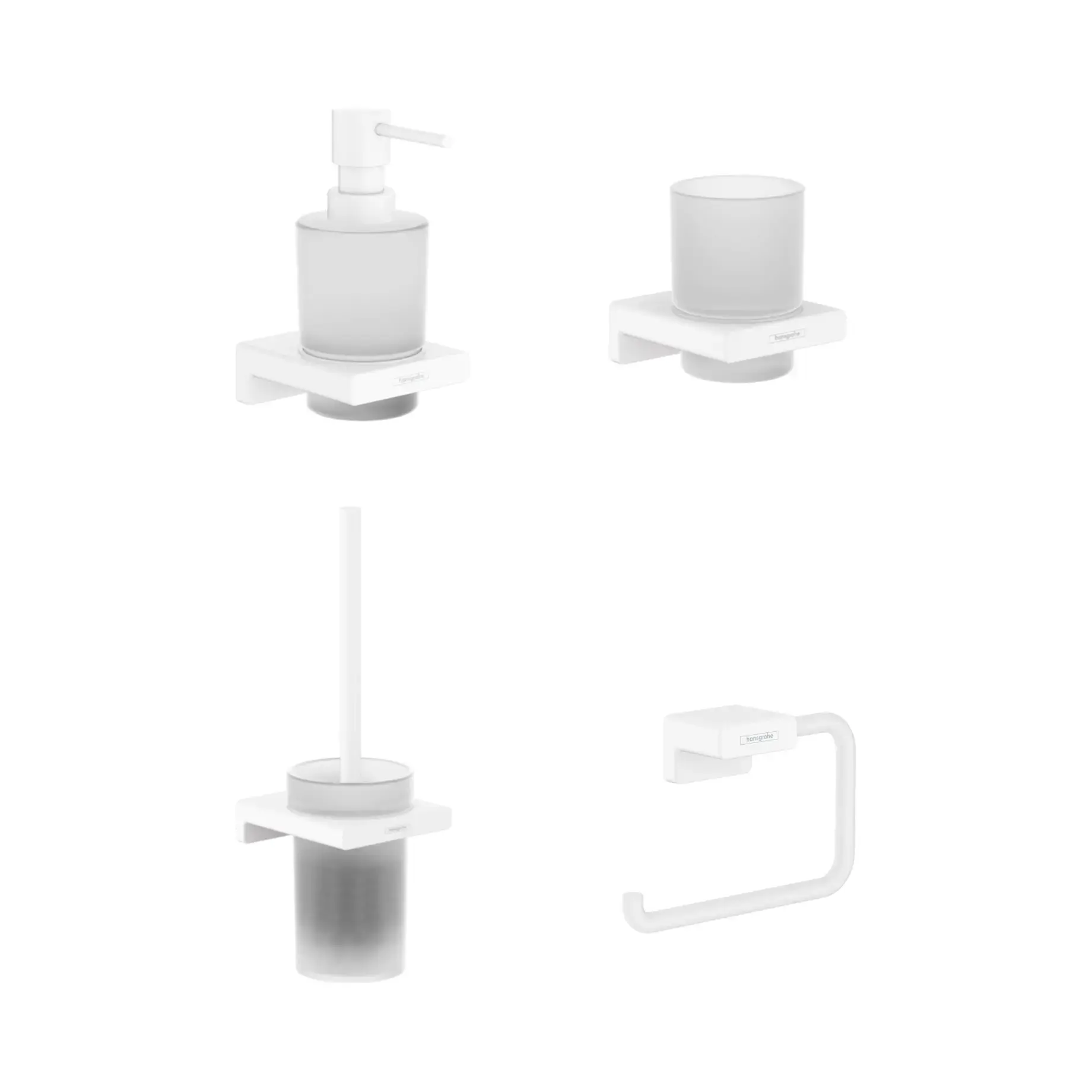 Набір аксесуарів 4-в-1 AddStoris Hansgrohe KIT241746700 White Matt — вид на білому тлі