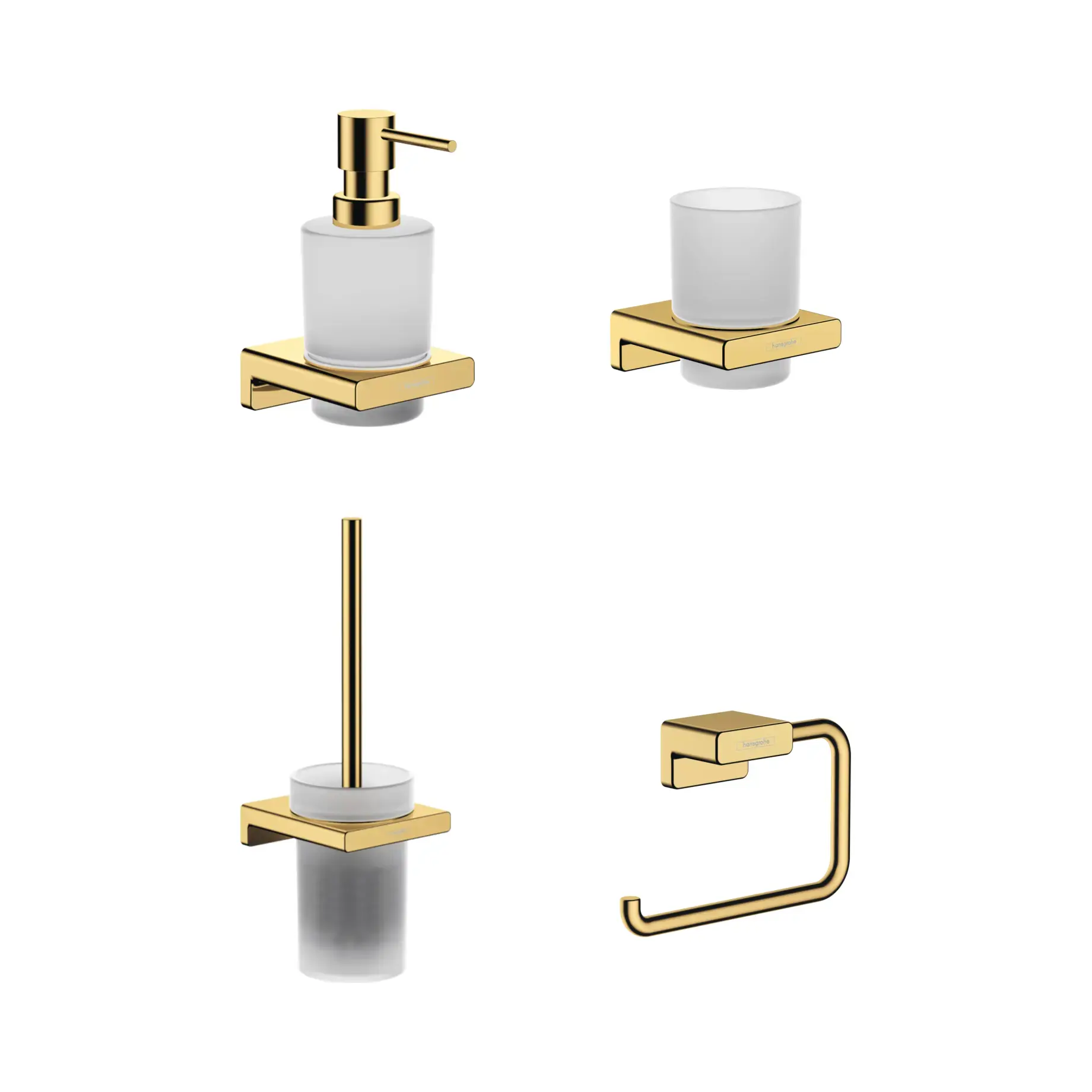 Набір аксесуарів 4-в-1 AddStoris Hansgrohe KIT241746990 Polished Gold Optic — вид на білому тлі