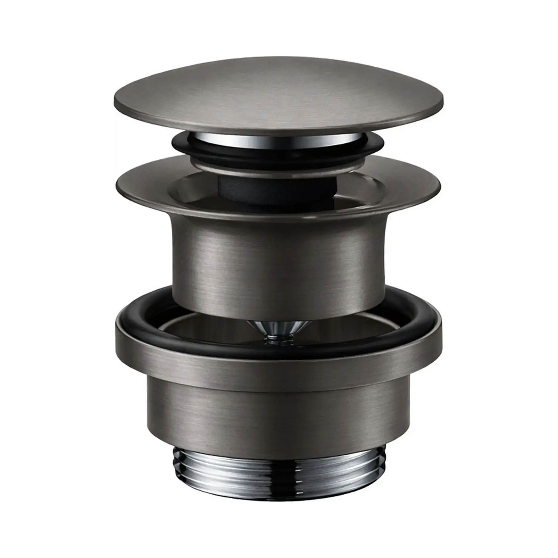 Донний клапан для раковини Push-Open Hansgrohe 50100340 Brushed Black Chrome — вид на білому тлі