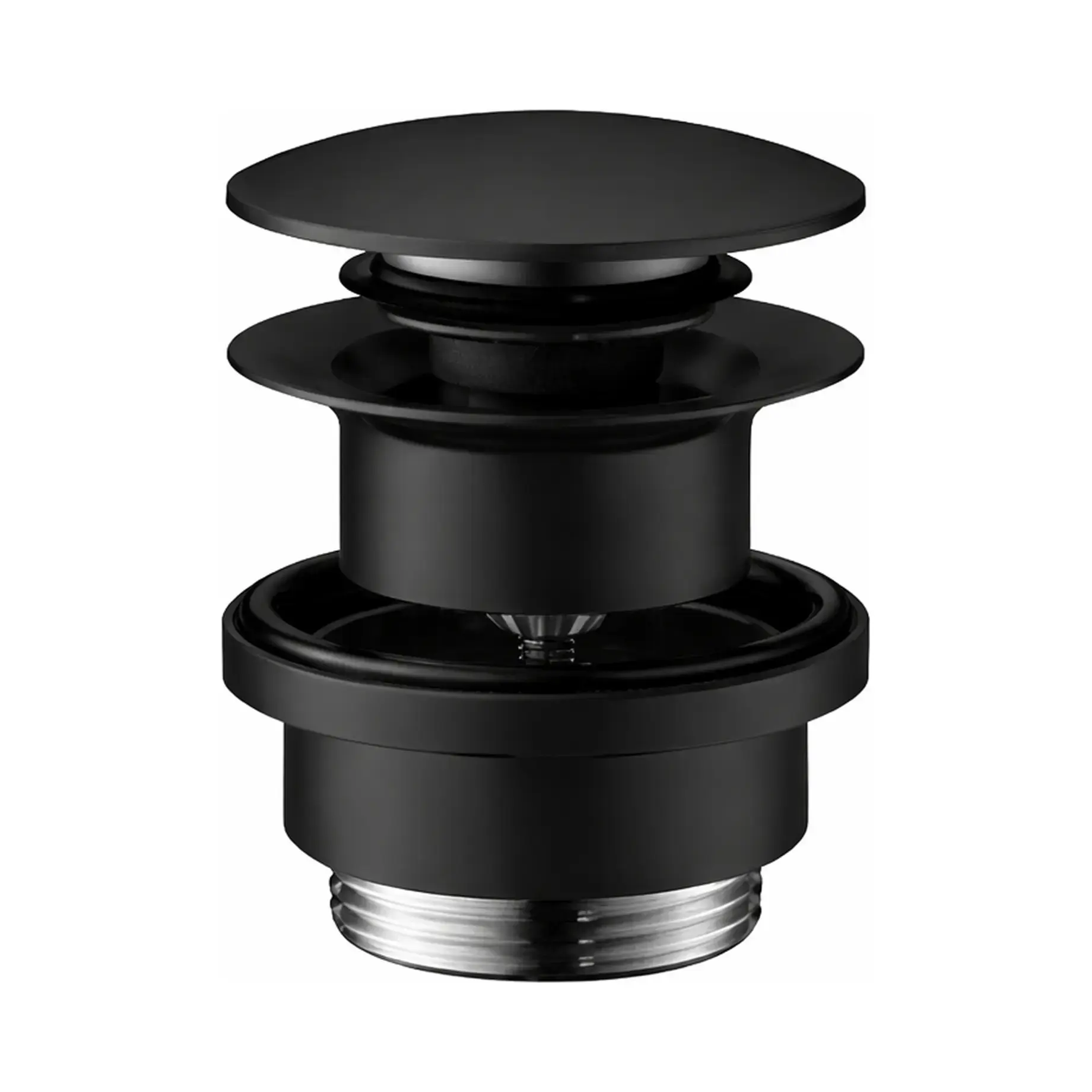 Донний клапан для раковини Push-Open Hansgrohe 50100670 Matt Black — вид на білому тлі