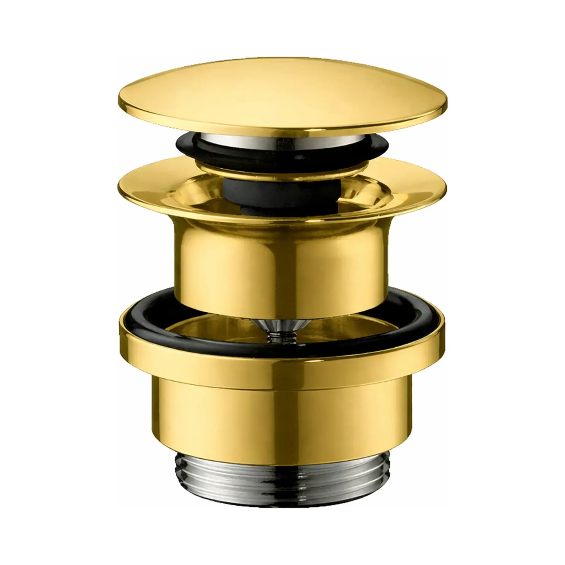 Донний клапан для раковини Push-Open Hansgrohe 50100990 Polished Gold Optic — вид на білому тлі