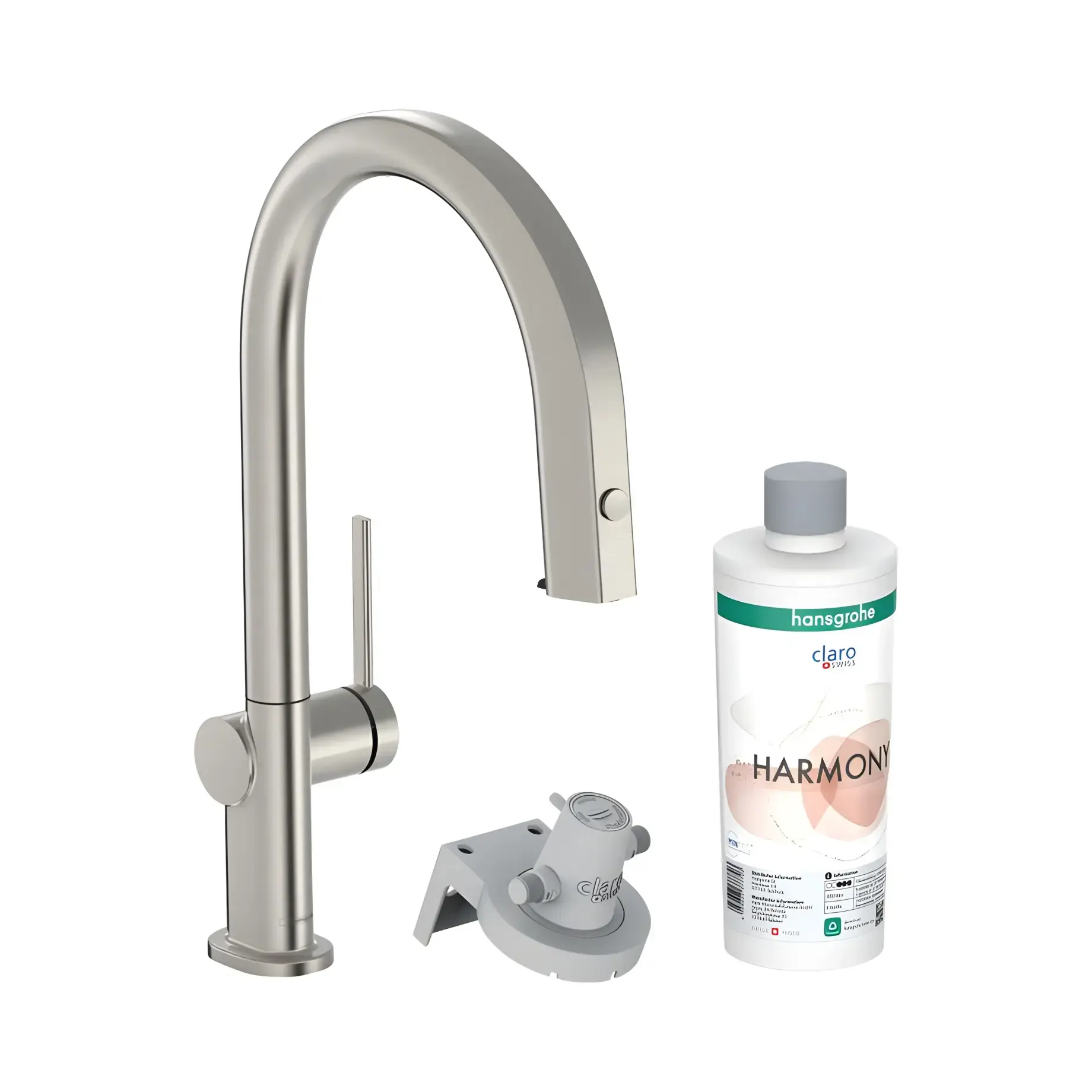 Змішувач для кухні Aqittura M91 Hansgrohe 76800800 Stainless Steel Finish — вид на білому тлі