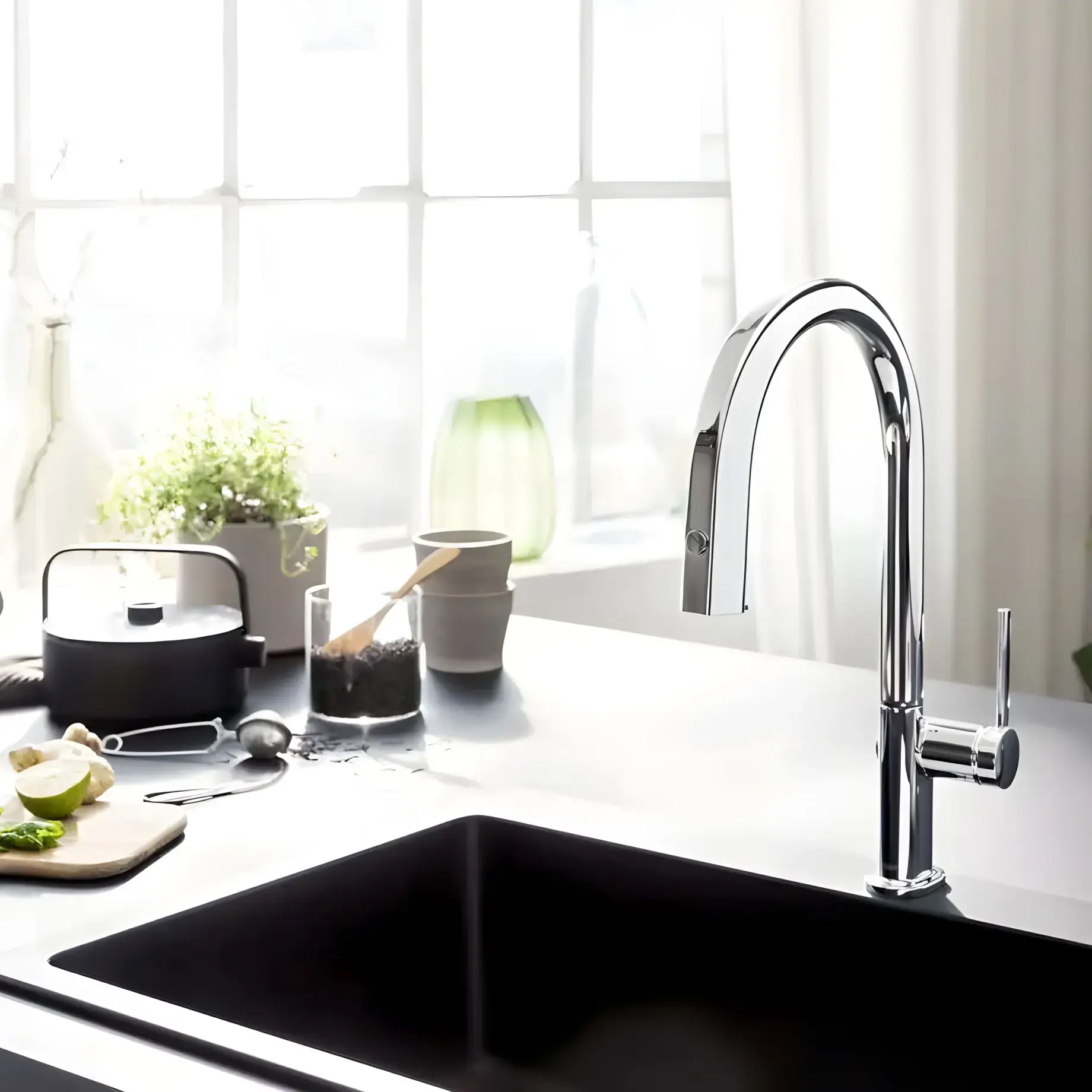 Змішувач для кухні Aqittura M91 Hansgrohe 76803000 Chrome — вид спереду