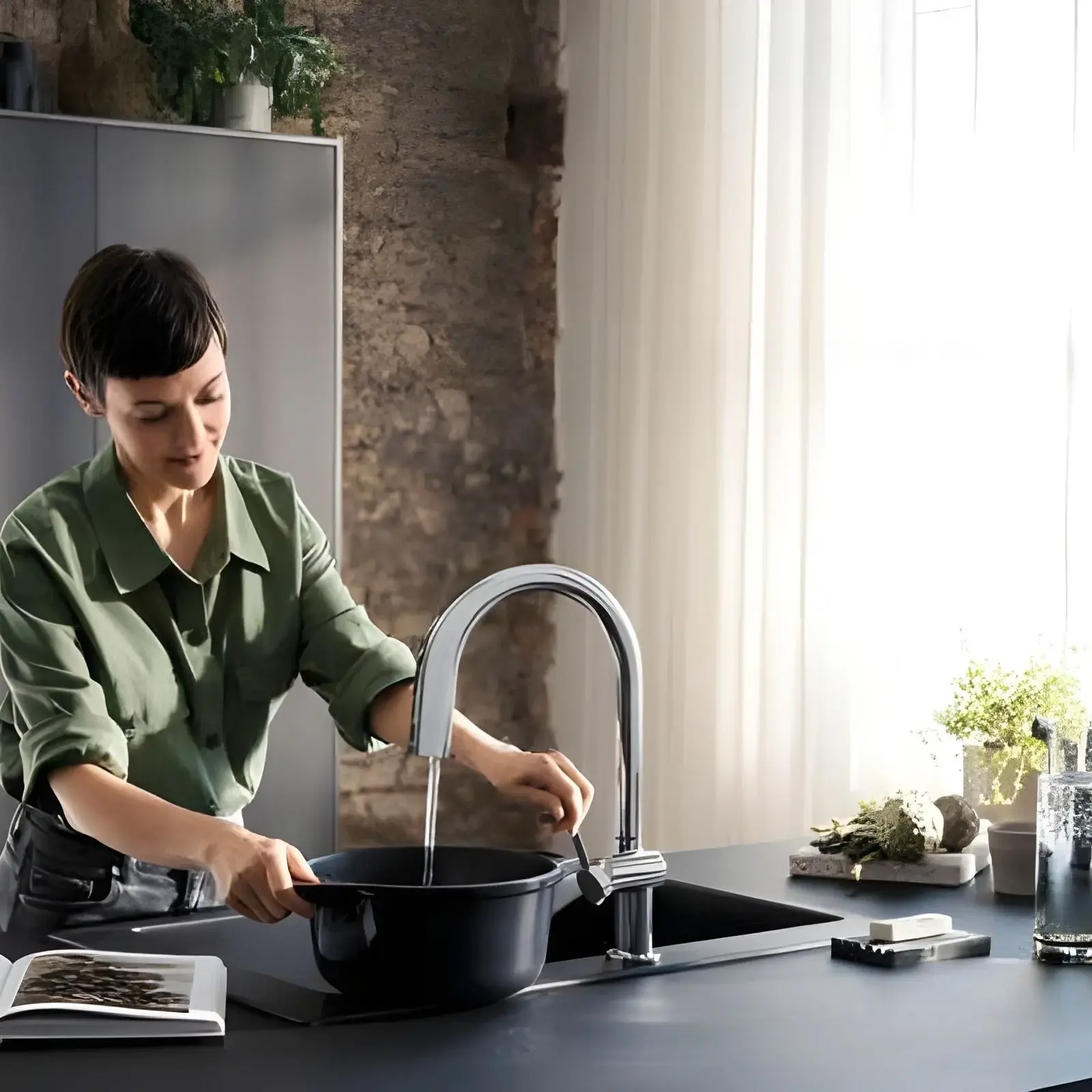 Змішувач для кухні Aqittura M91 Hansgrohe 76836000 Chrome — бічний ракурс