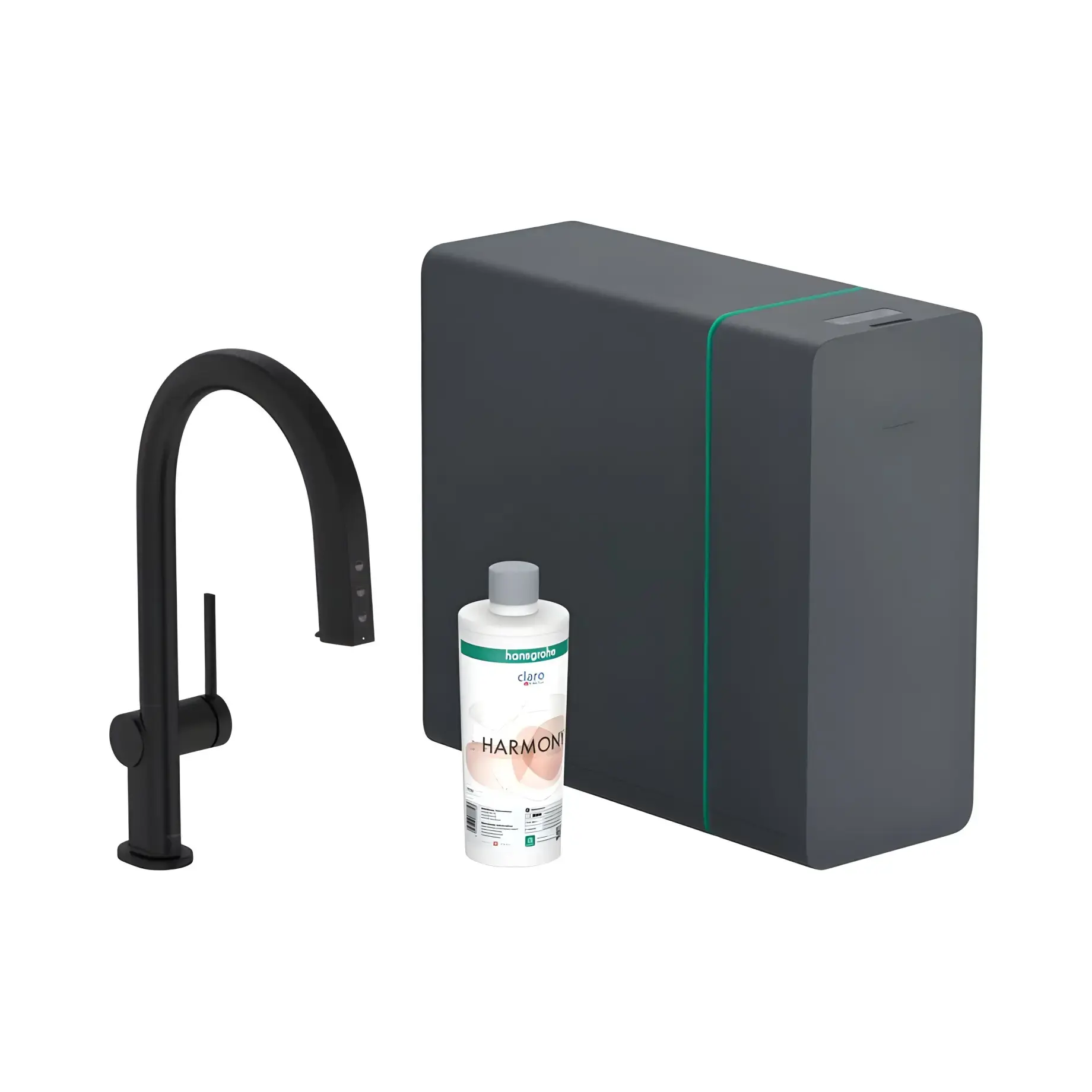Змішувач для кухні Aqittura M91 Hansgrohe 76836670 Matt Black — вид на білому тлі