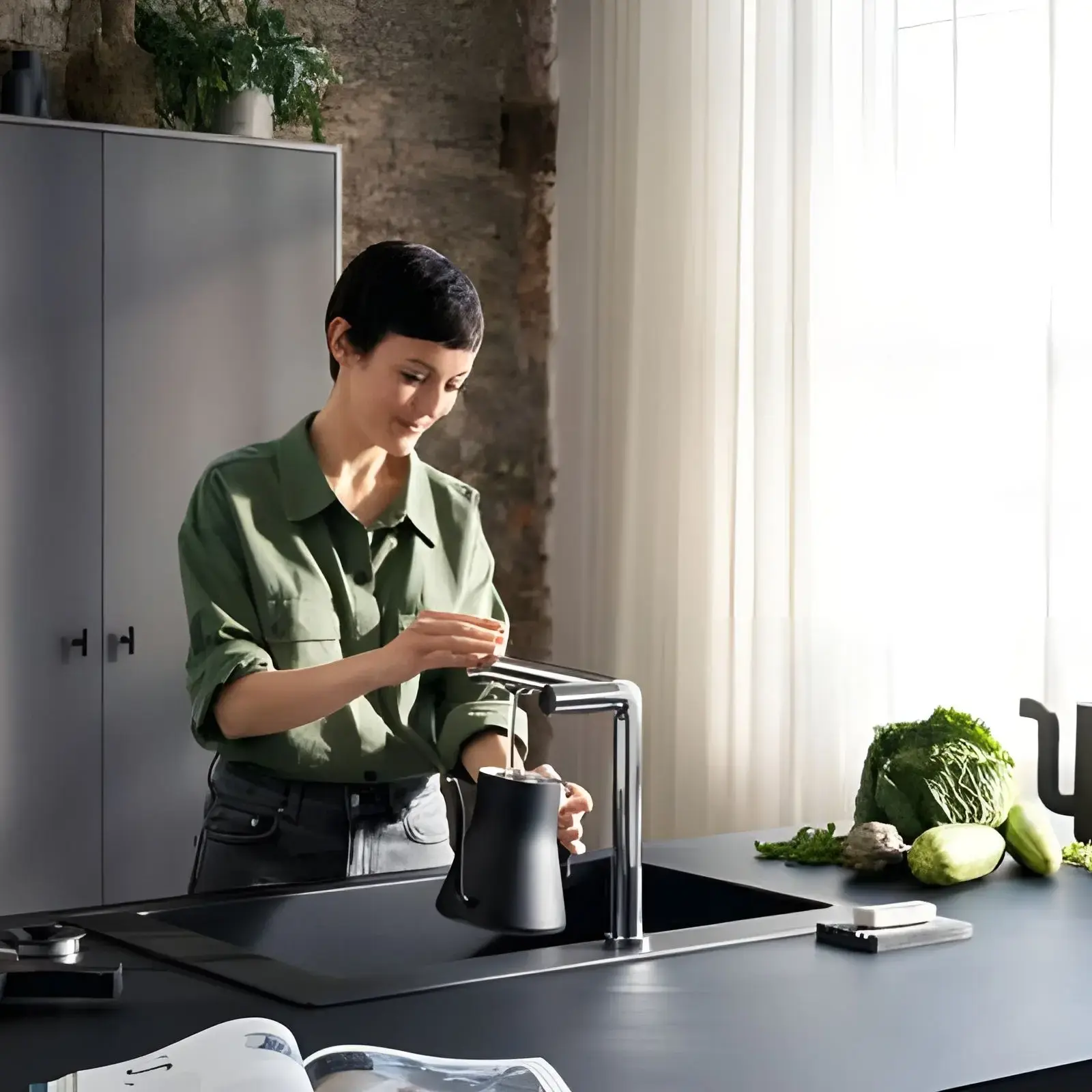 Змішувач для кухні Aqittura M91 Hansgrohe 76837000 Chrome — бічний ракурс