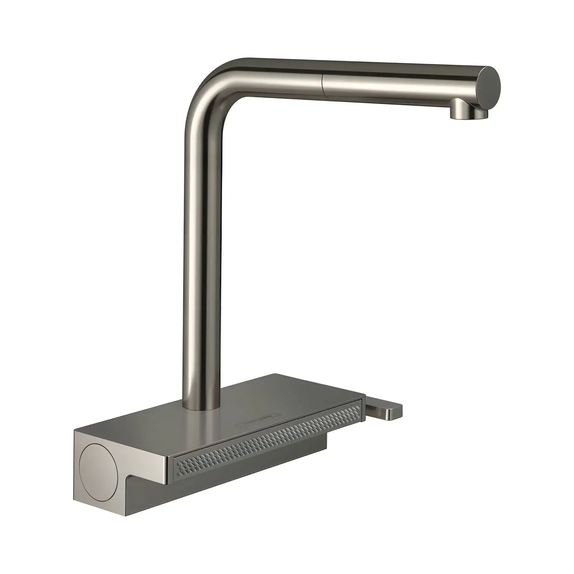 Змішувач для кухні Aquno Select M81 Hansgrohe 73830800 Stainless Steel Finish — вид на білому тлі