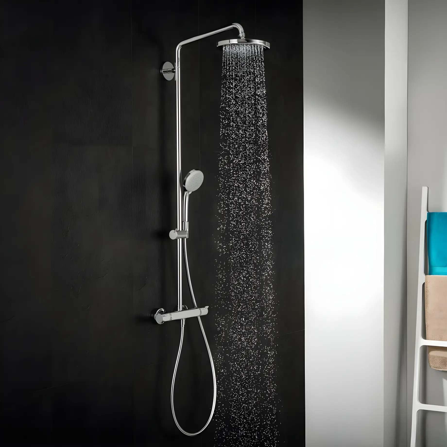 Душова система з термостатом Croma Hansgrohe 27185000 — бічний ракурс