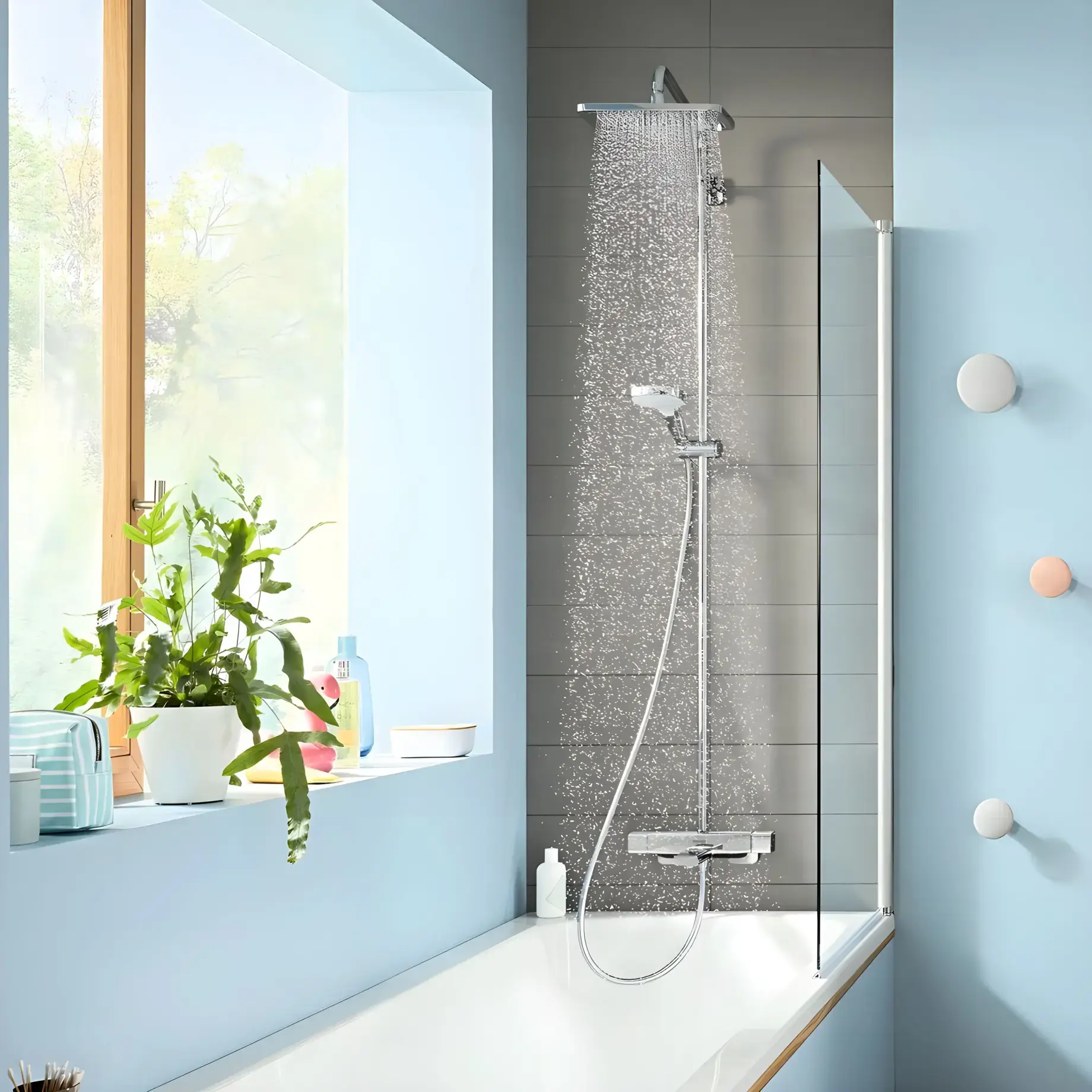 Душова система з термостатом Croma E Hansgrohe 27687000 — бічний ракурс