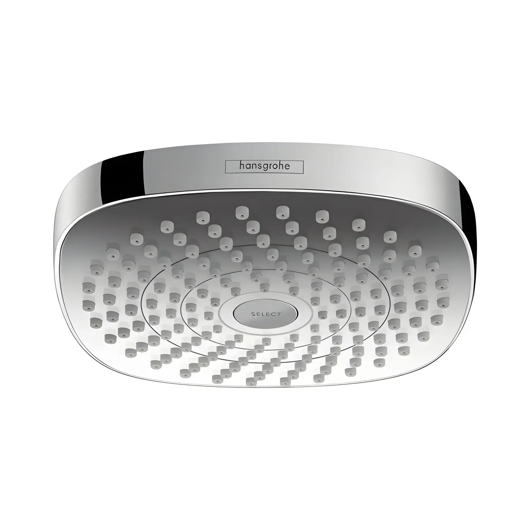Верхній душ 2jet Croma Select E Hansgrohe 26528400 White / Chrome 18.7 х 18.7 см — вид на білому тлі