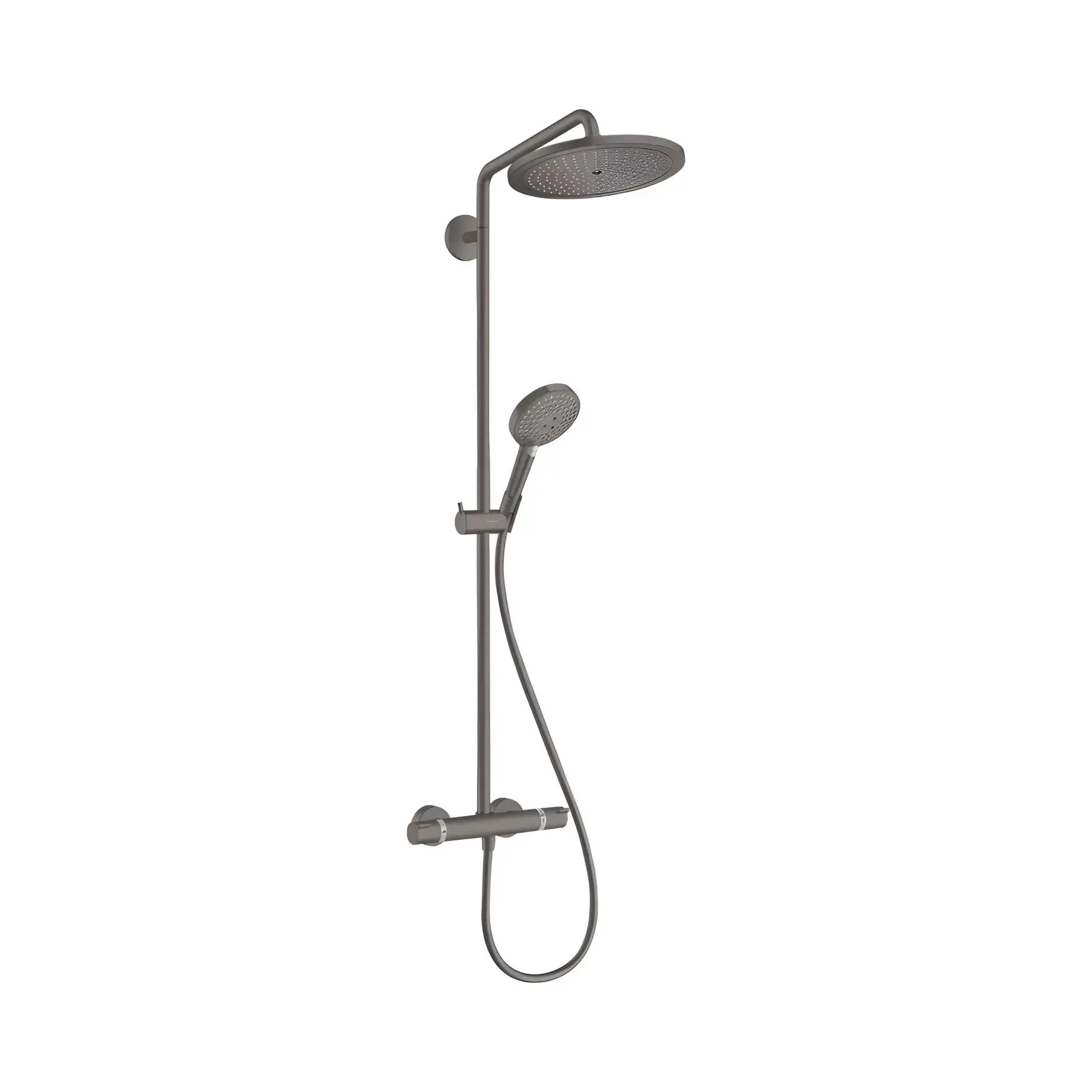 Душова система з термостатом Croma Select S Hansgrohe 26890340 Brushed Black Chrome — вид на білому тлі