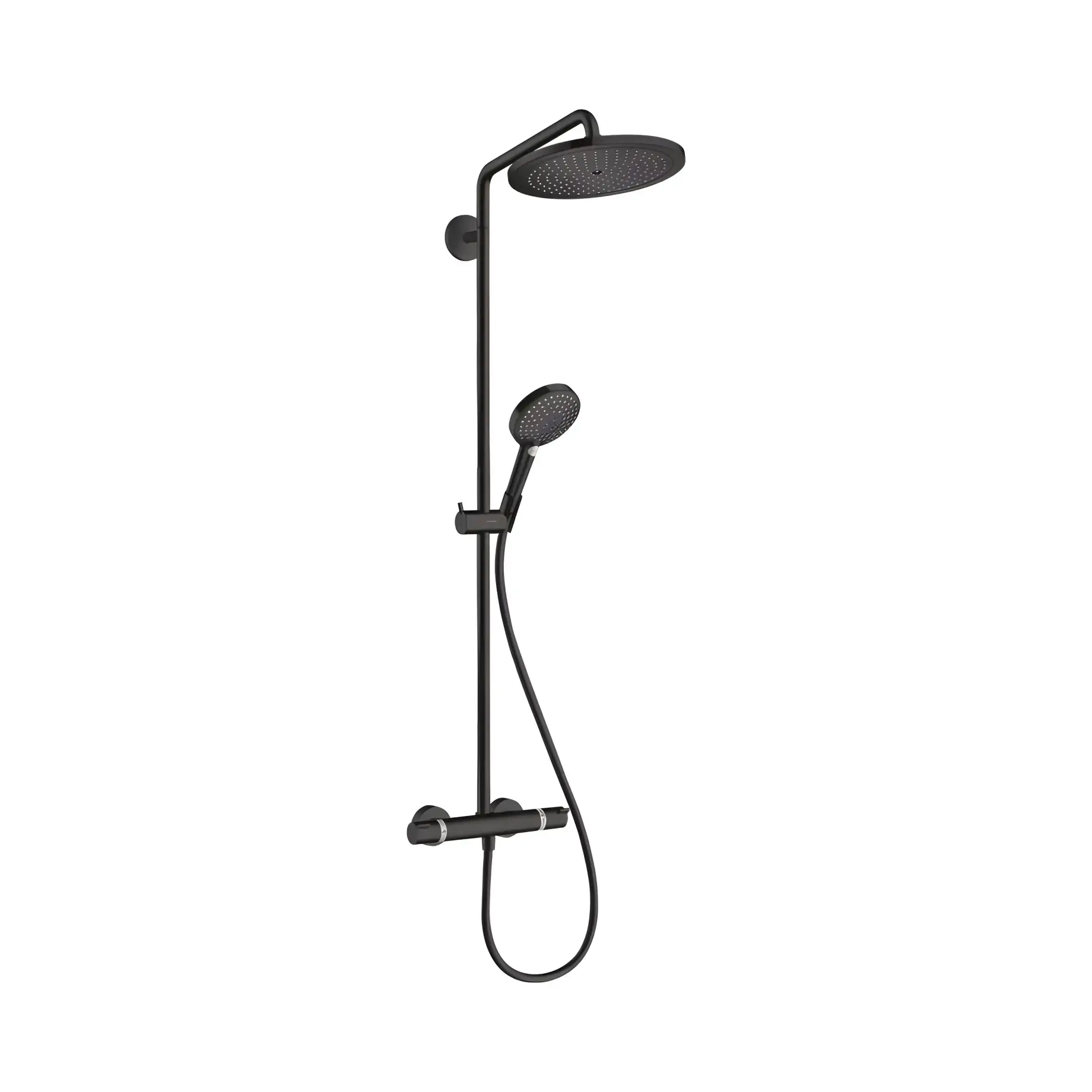 Душова система з термостатом Croma Select S Hansgrohe 26890670 Matt Black — вид на білому тлі