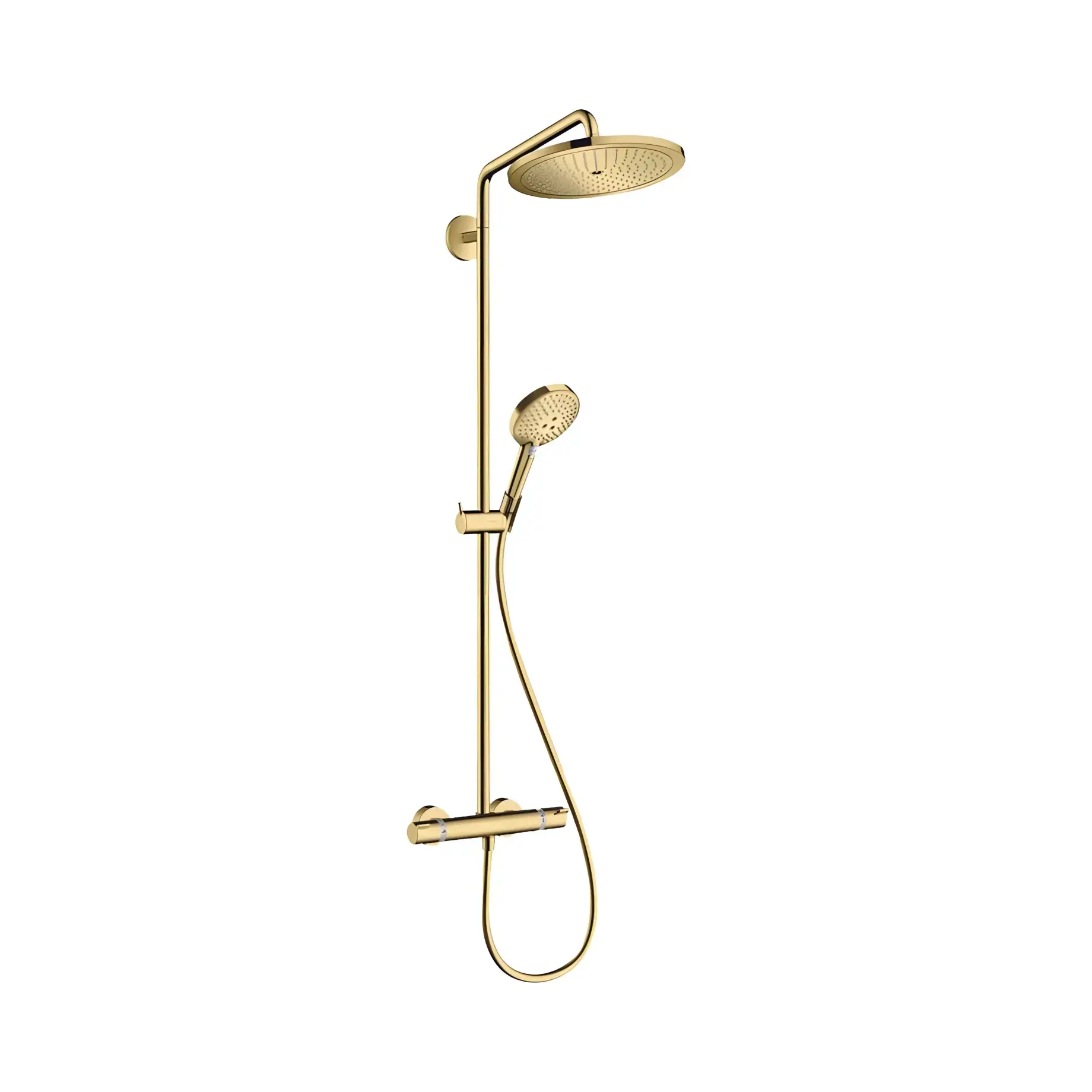 Душова система з термостатом Croma Select S Hansgrohe 26890990 Polished Gold Optic — вид на білому тлі