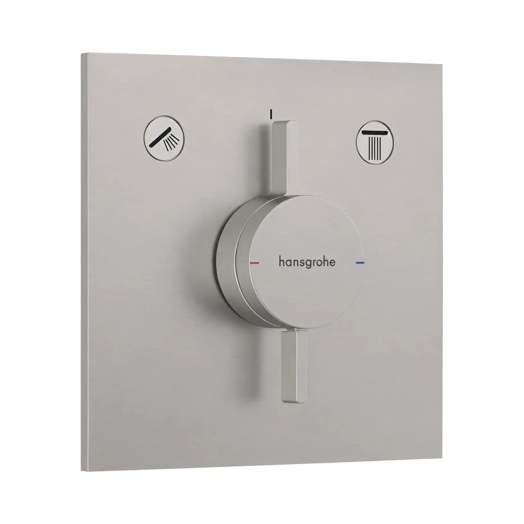 Змішувач для ванни та душу DuoTurn E Hansgrohe 75417800 Stainless Steel Optic — вид на білому тлі