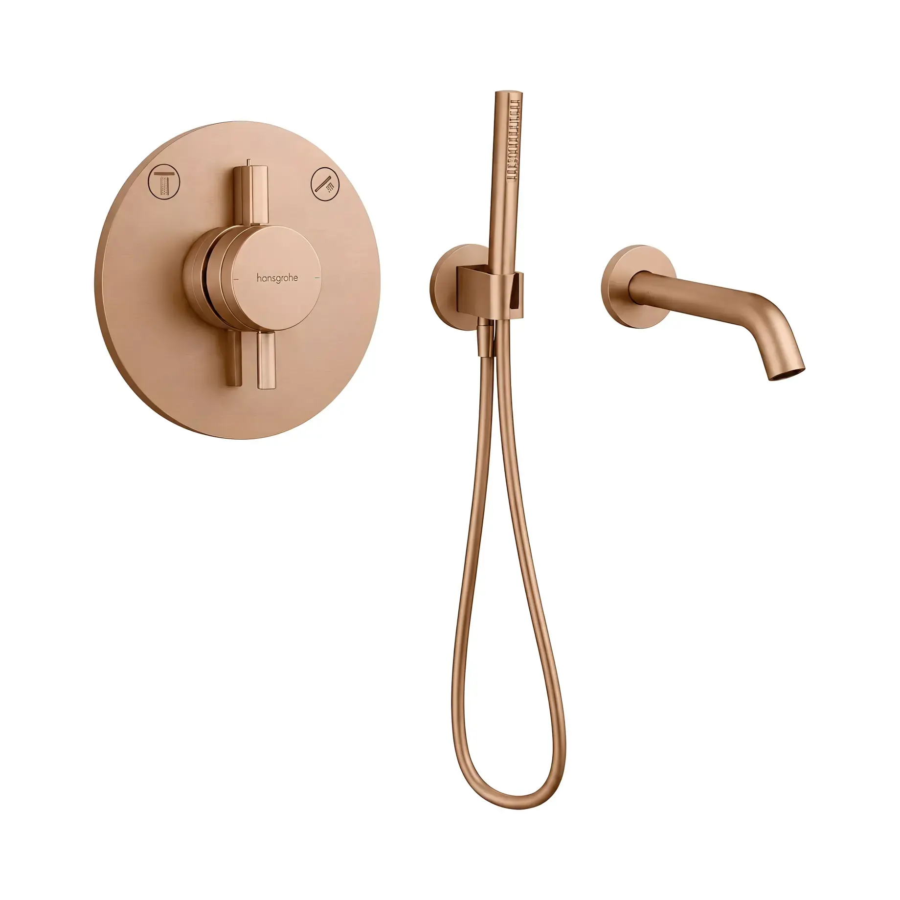 Комплект душової системи DuoTurn S Hansgrohe 7541824125140 Brushed Bronze — вид на білому тлі