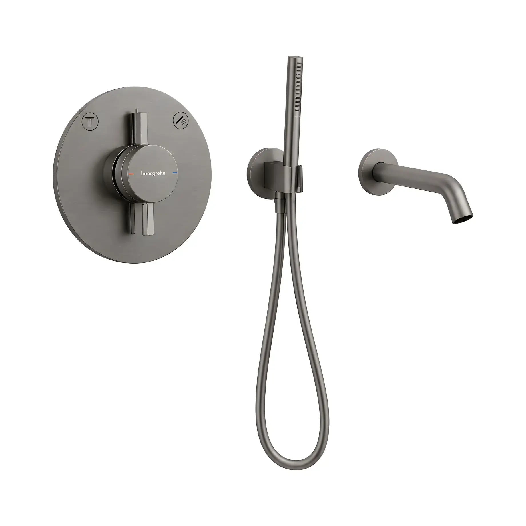 Комплект душової системи DuoTurn S Hansgrohe 7541824125340 Brushed Black Chrome — вид на білому тлі