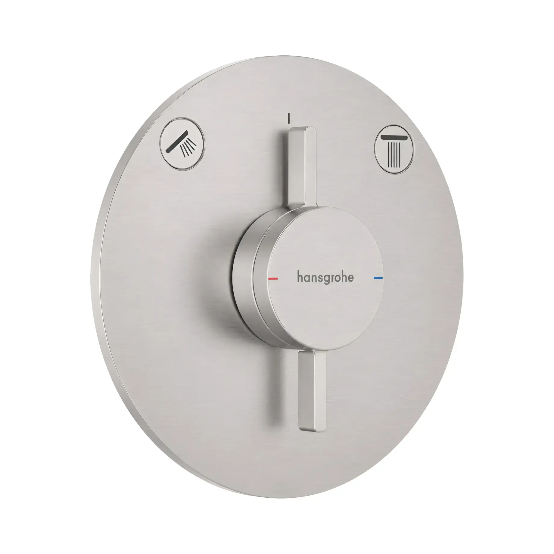 Змішувач для ванни та душу DuoTurn S Hansgrohe 75418800 Stainless Steel Optic — вид на білому тлі