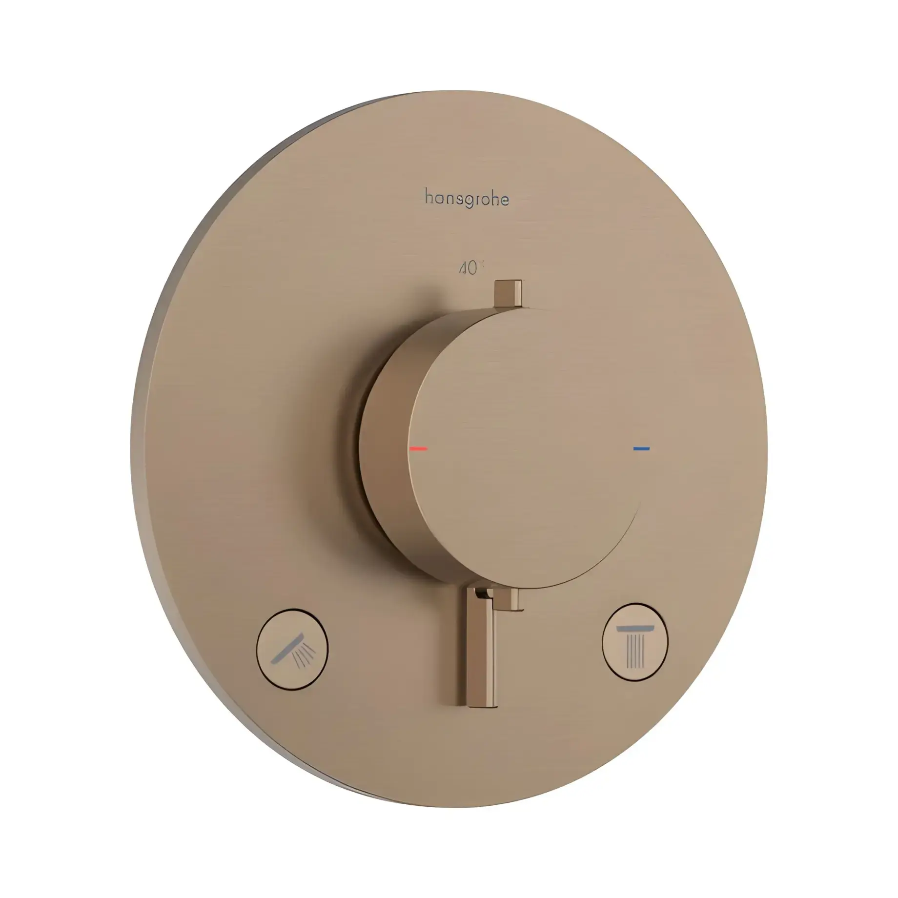 Термостат для ванни та душу Ecostat Comfort S Hansgrohe 33715140 Brushed Bronze — вид на білому тлі