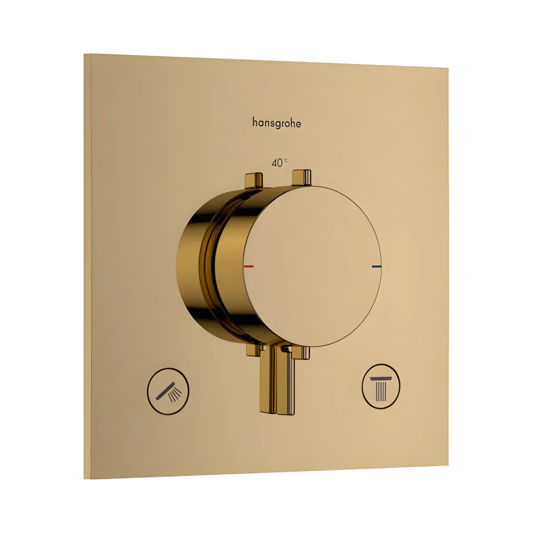 Термостат для ванни та душу Ecostat Comfort E Hansgrohe 33711990 Polished Gold Optic — вид на білому тлі