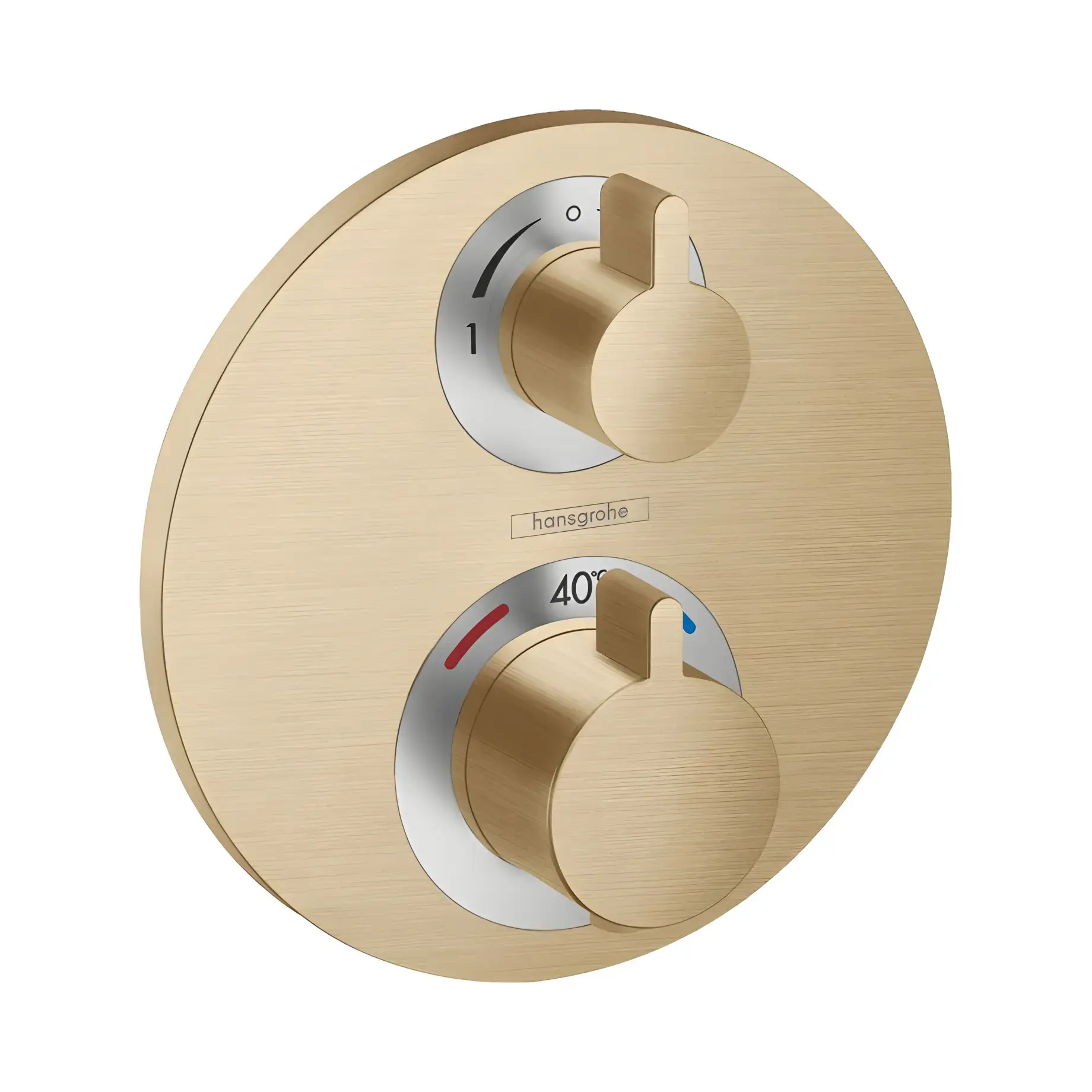 Термостат для ванни та душу Ecostat S Hansgrohe 15758140 Brushed Bronze — вид на білому тлі