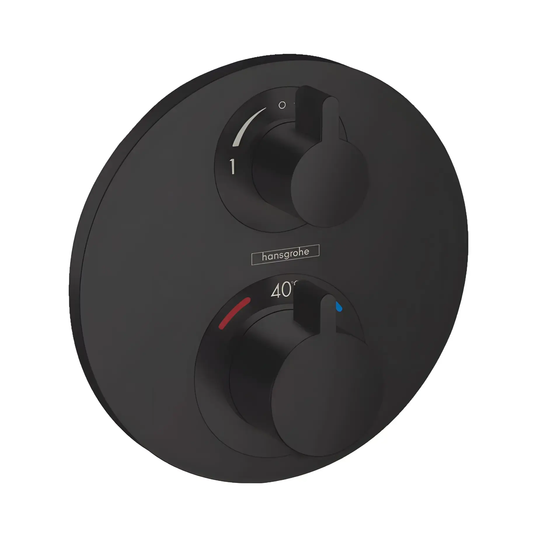 Термостат для ванни та душу Ecostat S Hansgrohe 15758670 Matt Black — вид на білому тлі