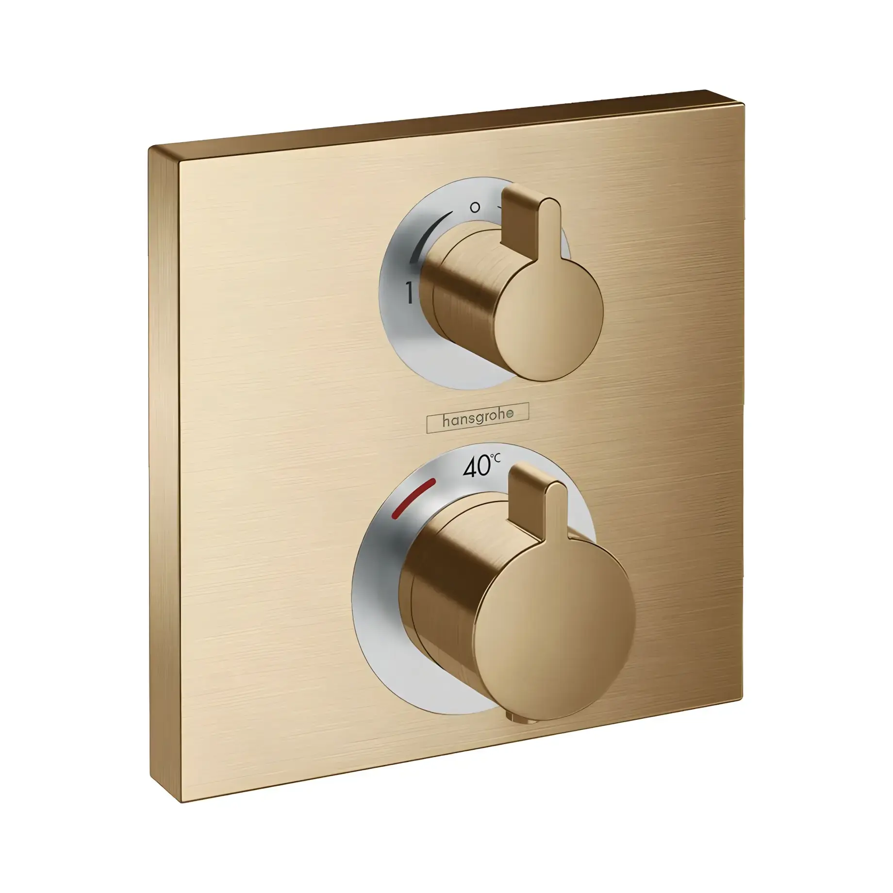 Термостат для ванни та душу Ecostat Square Hansgrohe 15714140 Brushed Bronze — вид на білому тлі