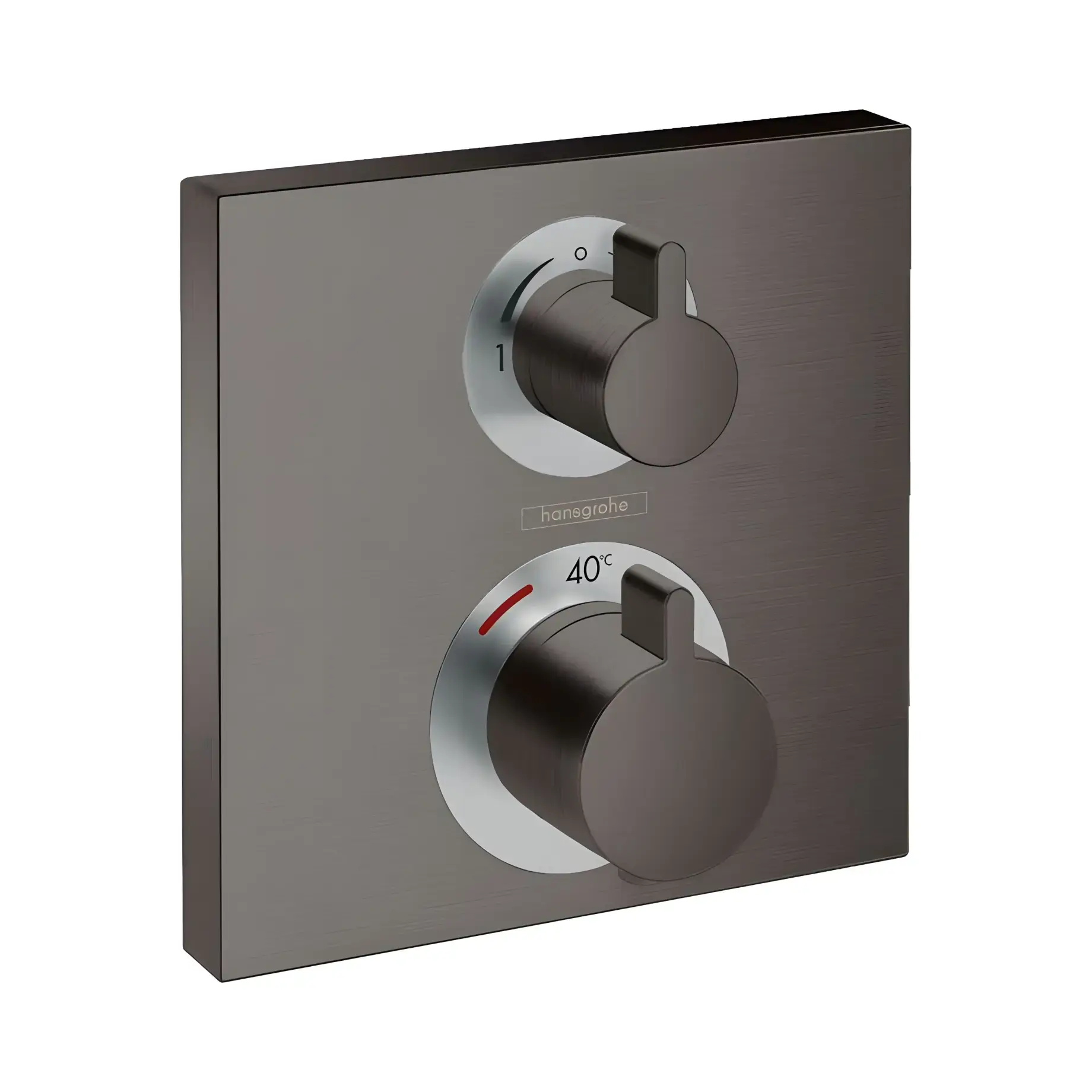 Термостат для ванни та душу Ecostat Square Hansgrohe 15714340 Brushed Black Chrome — вид на білому тлі