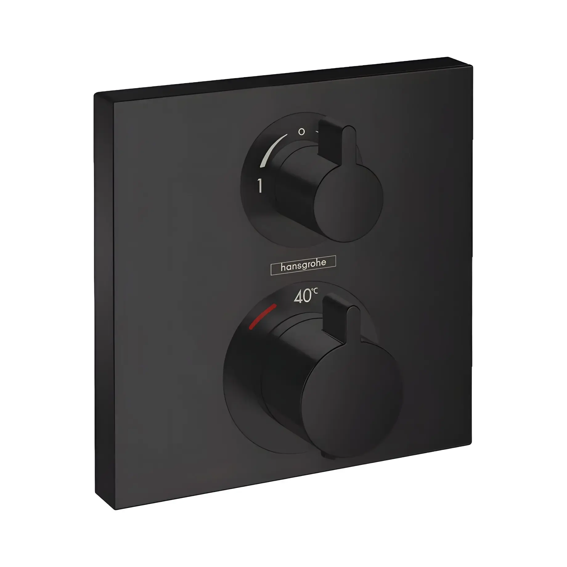 Термостат для ванни та душу Ecostat Square Hansgrohe 15714670 Matt Black — вид на білому тлі