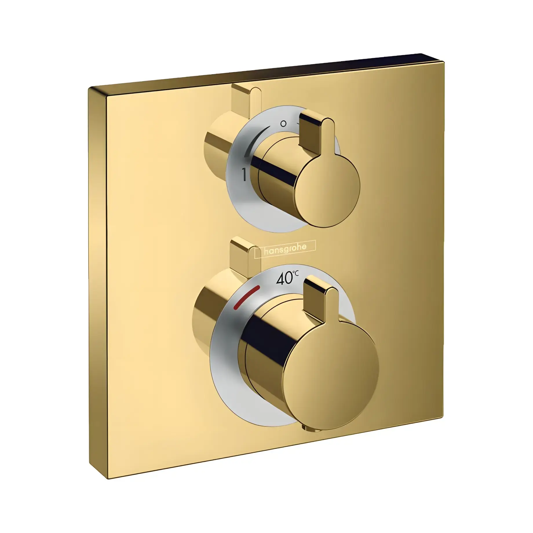 Термостат для ванни та душу Ecostat Square Hansgrohe 15714990 Polished Gold Optic — вид на білому тлі
