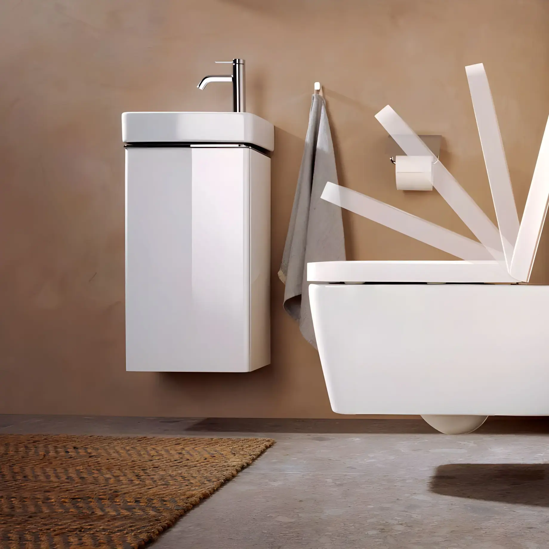 Унітаз EluPura Q Hansgrohe 60194450 + 60150450 — ракурс 3/4