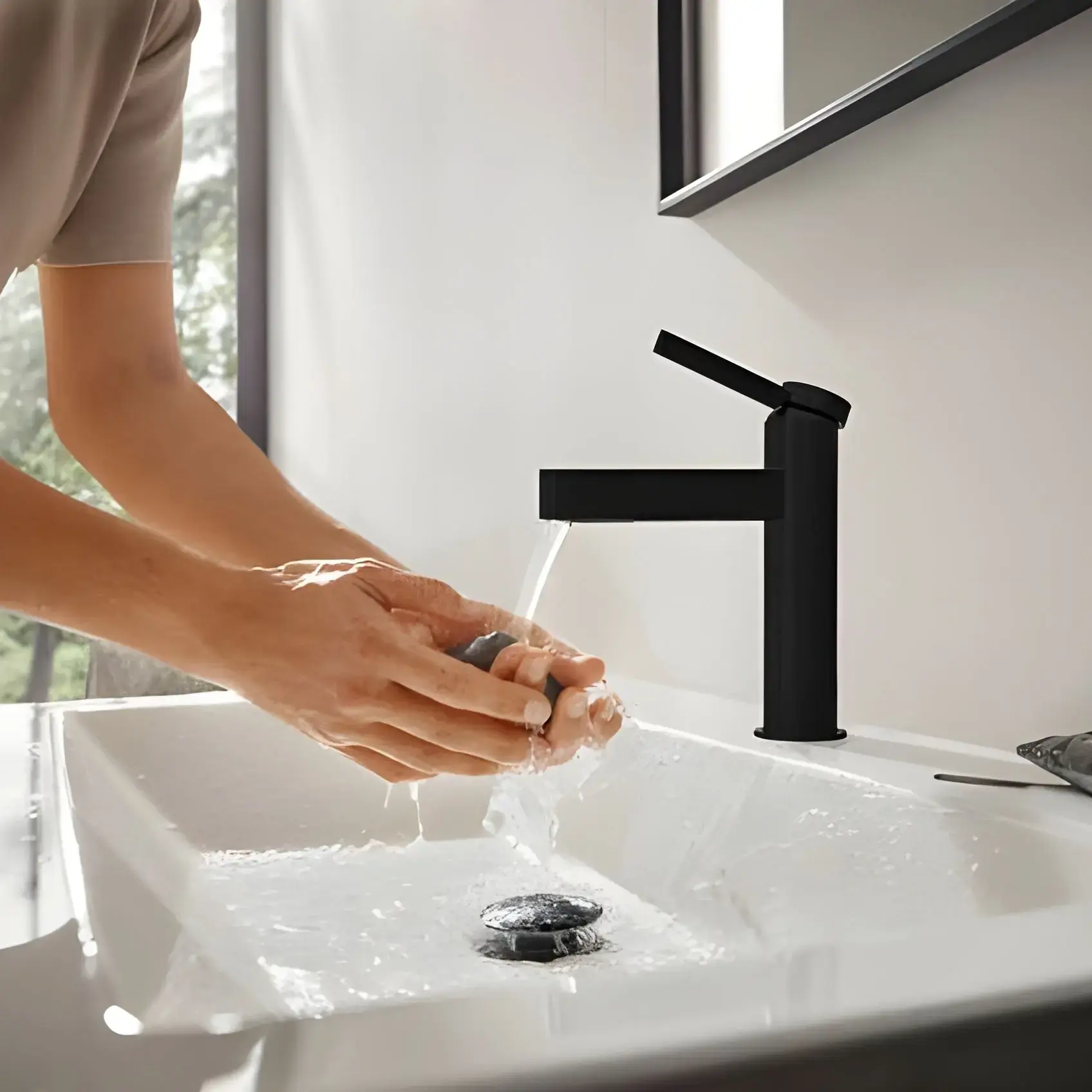 Змішувач для раковини Finoris Hansgrohe 76010670 Matt Black — бічний ракурс
